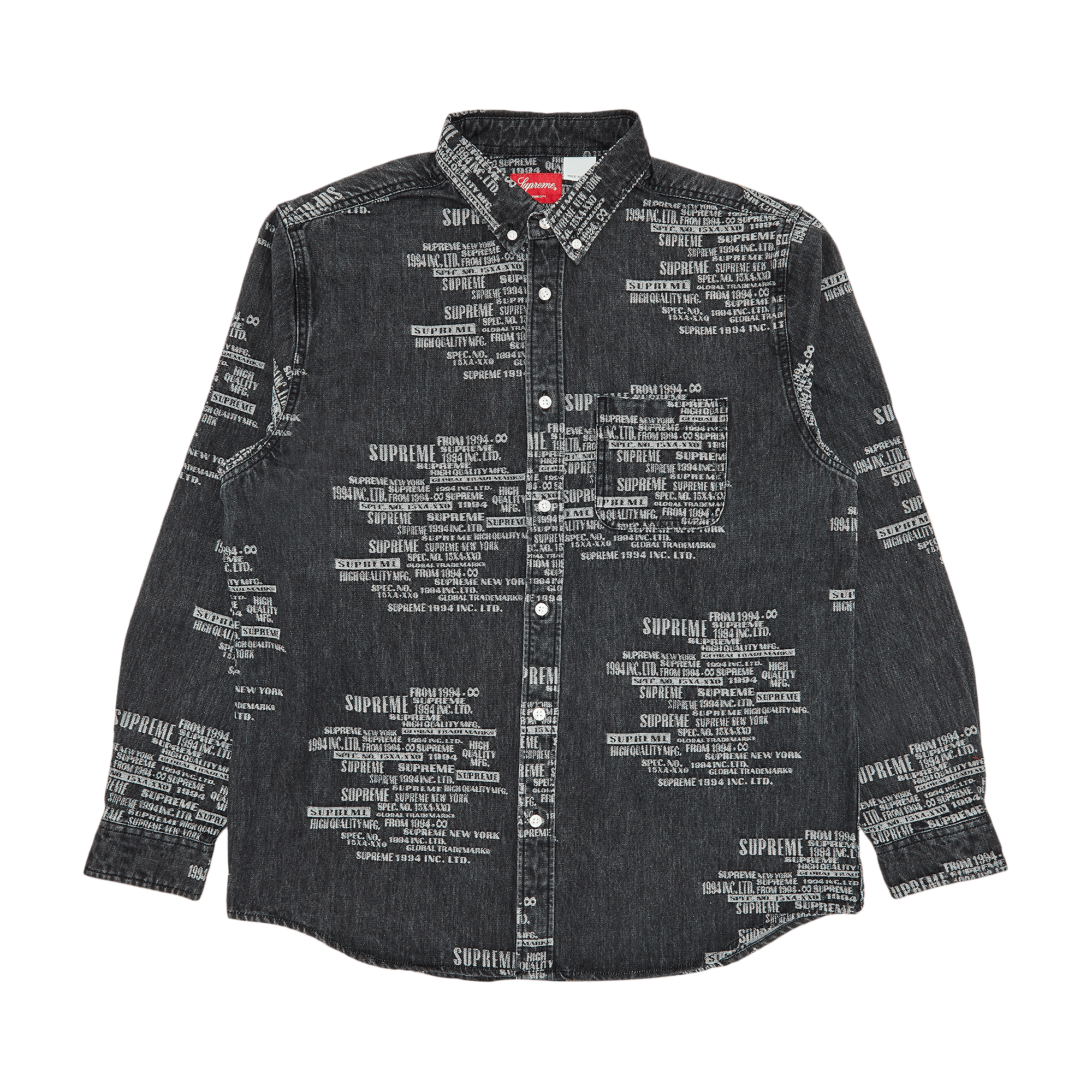 Supreme Trademark Jacquard Denim Shirt 'Washed Black'