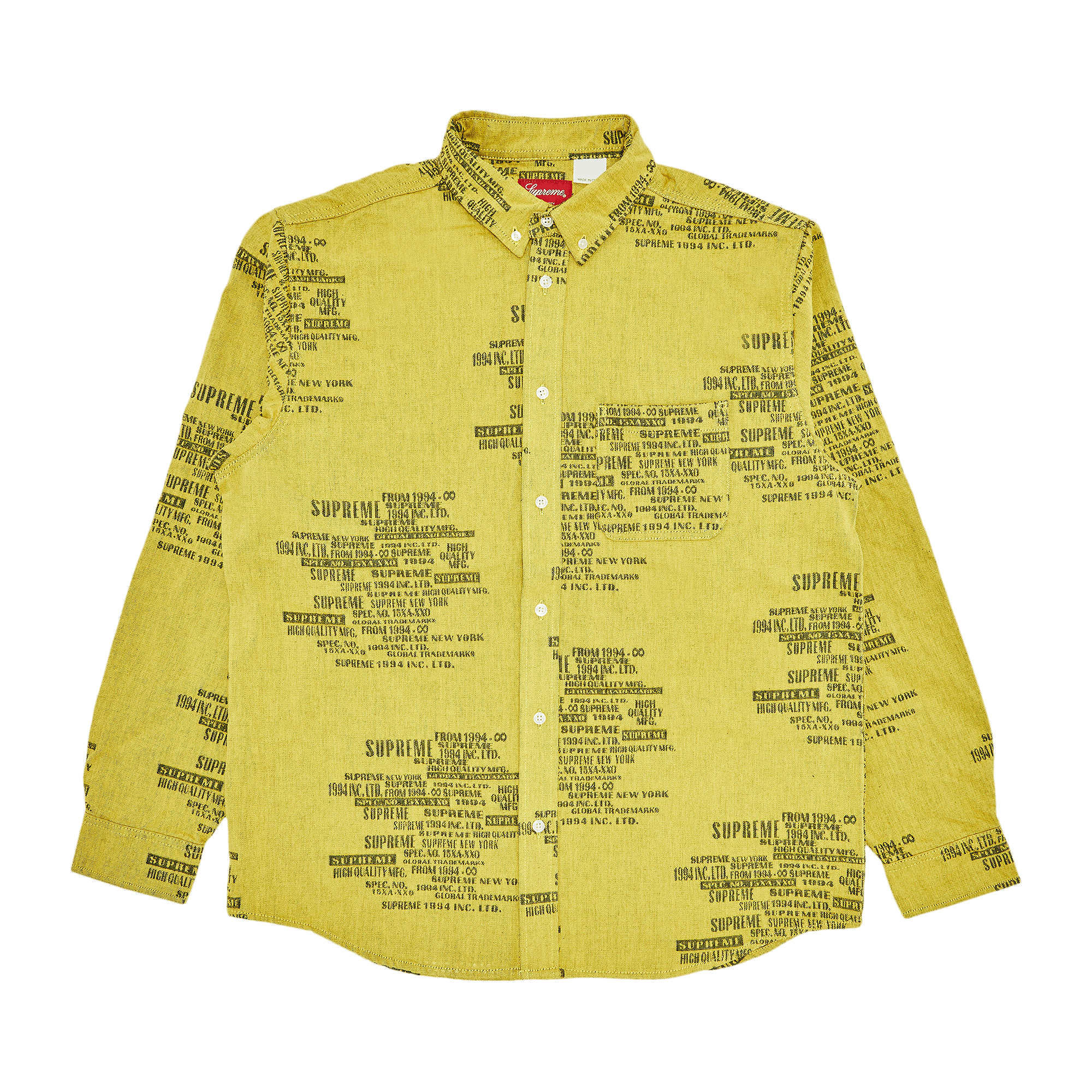 Supreme Trademark Jacquard Denim Shirt 'Washed Yellow'