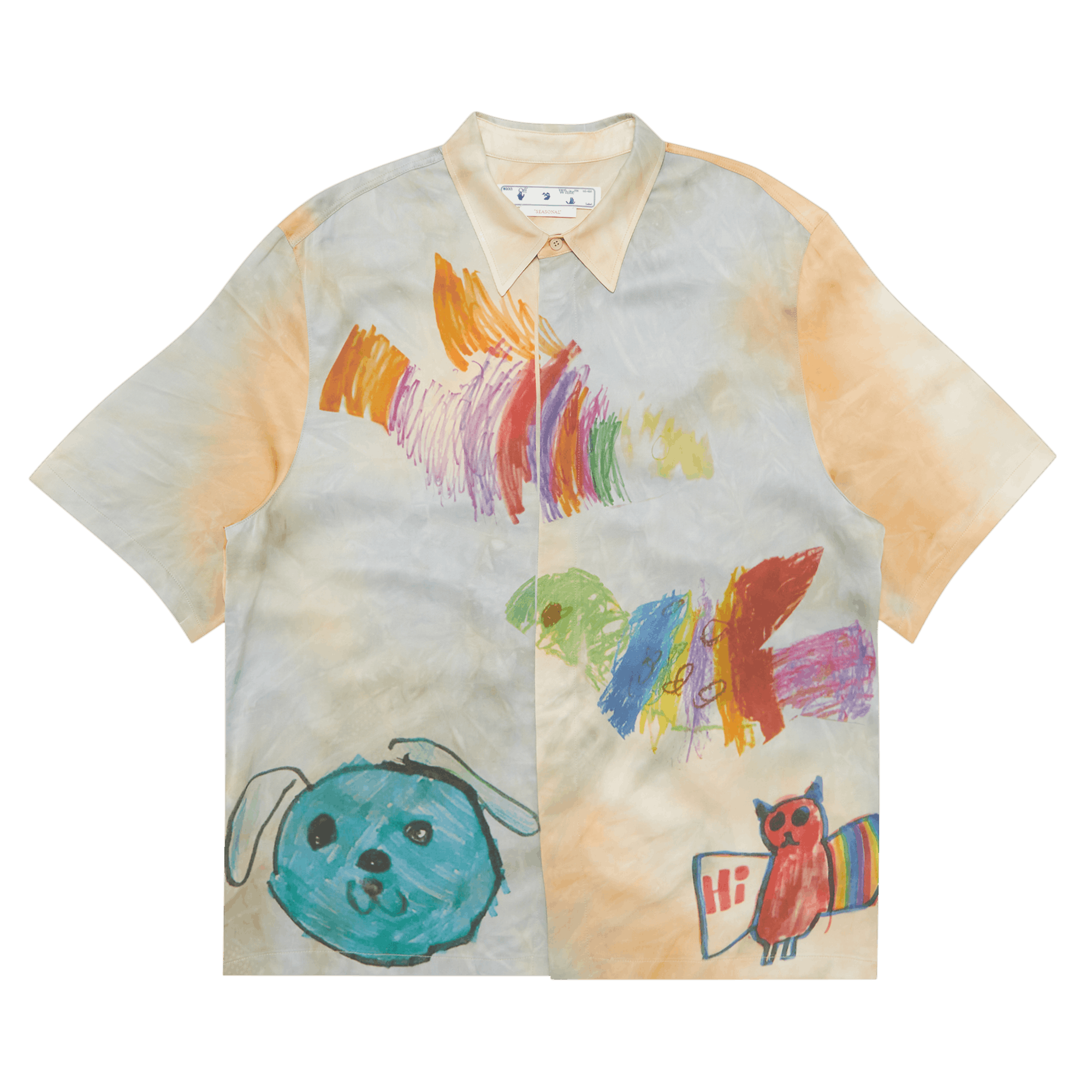 Off-White Cartoon Satin Short-Sleeve Shirt 'Beige/Multicolor'