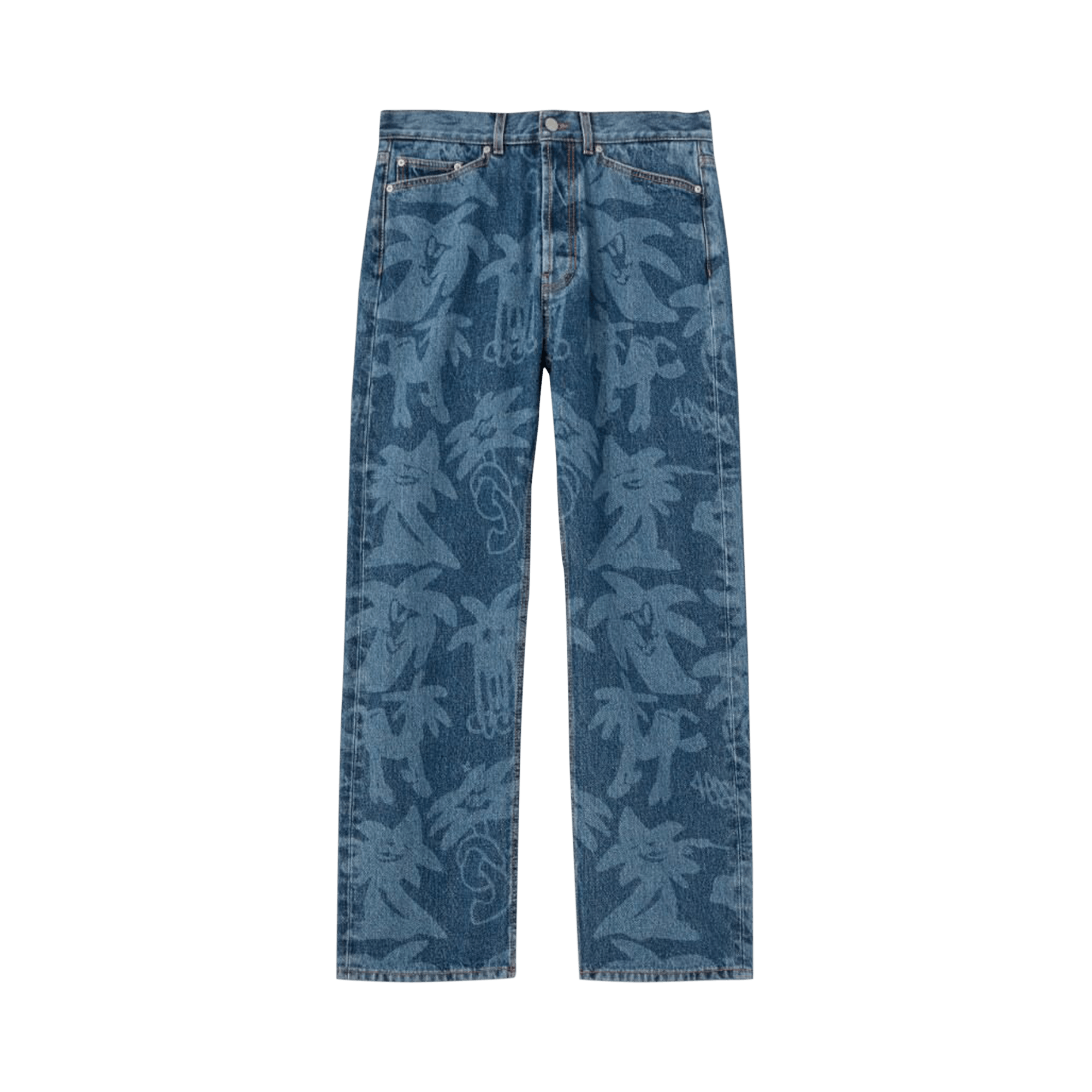 Palm Angels Palmity All Over Laser Denim Jeans 'Blue'