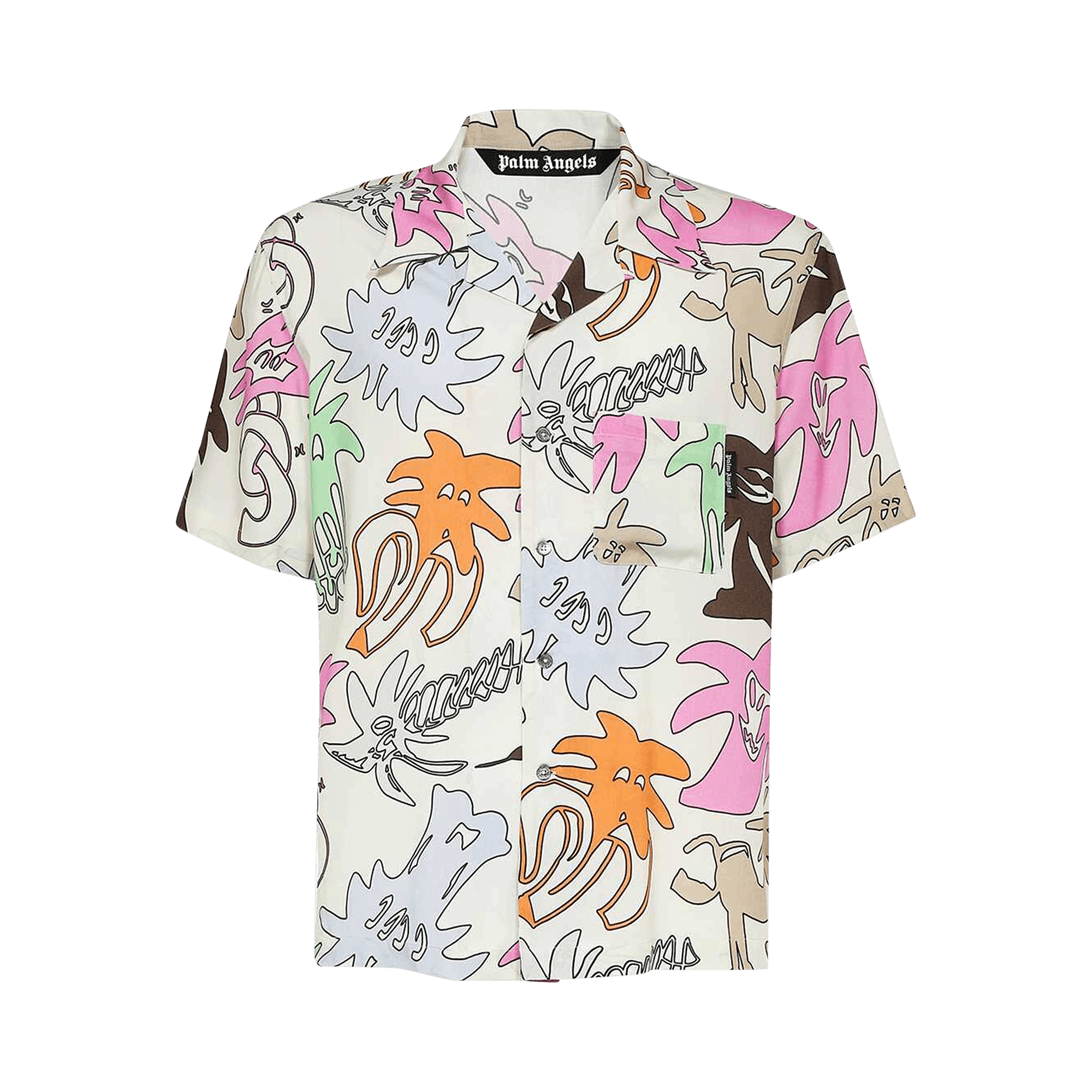 Palm Angels Palmity Allover Bowling Shirt 'Butter/Multicolor'