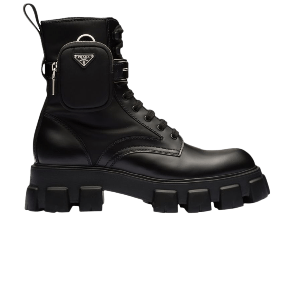 Buy Prada Monolith Brushed Leather and Nylon Boot Black 2UE007 3L09 F0002 GOAT