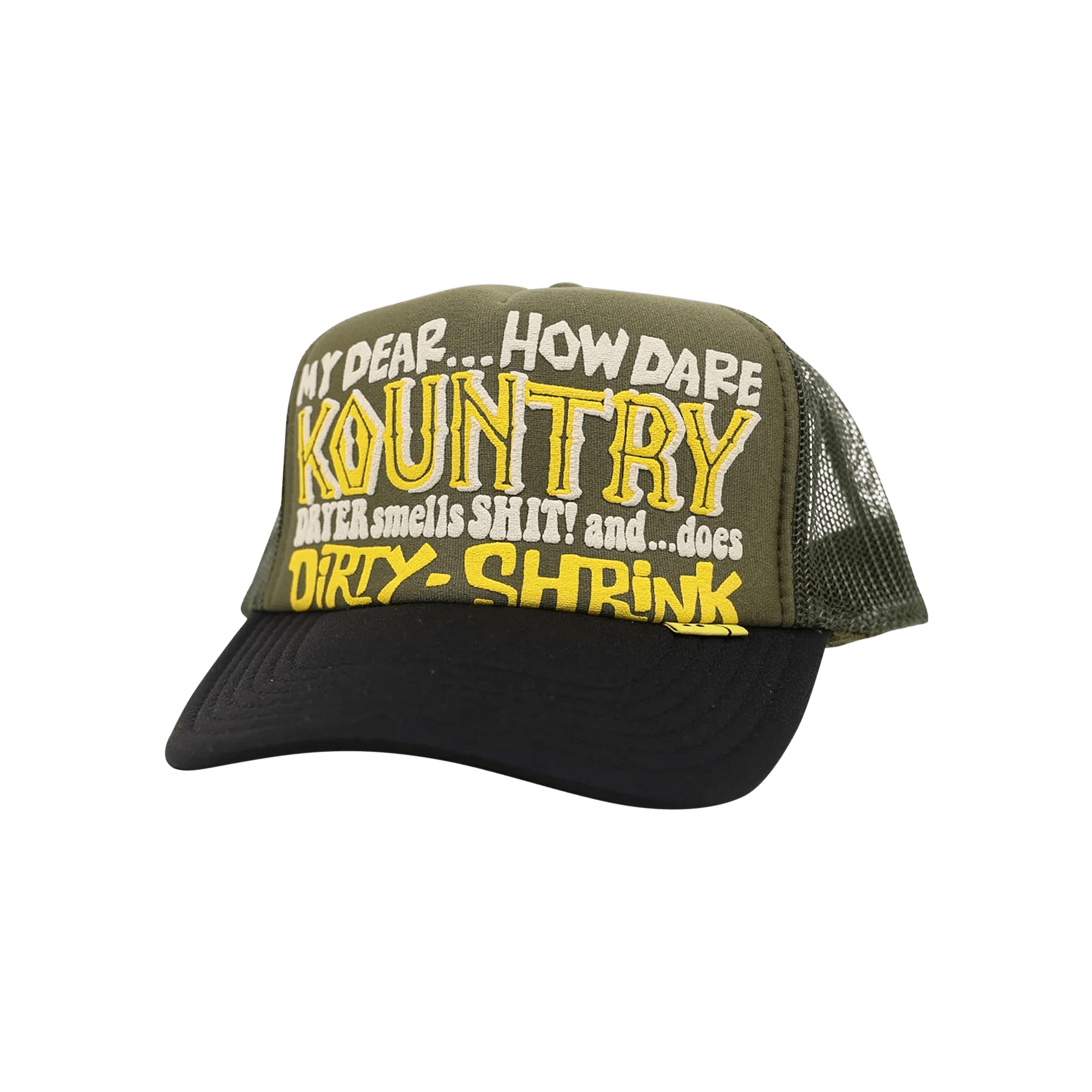 Kapital Kountry Dirty Shrink Trucker Cap 'Dark Green/Black'