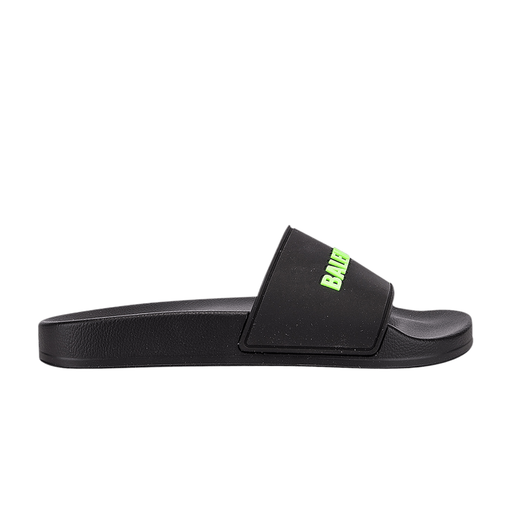 Balenciaga Wmns Pool Slides 'Black Fluo Green'