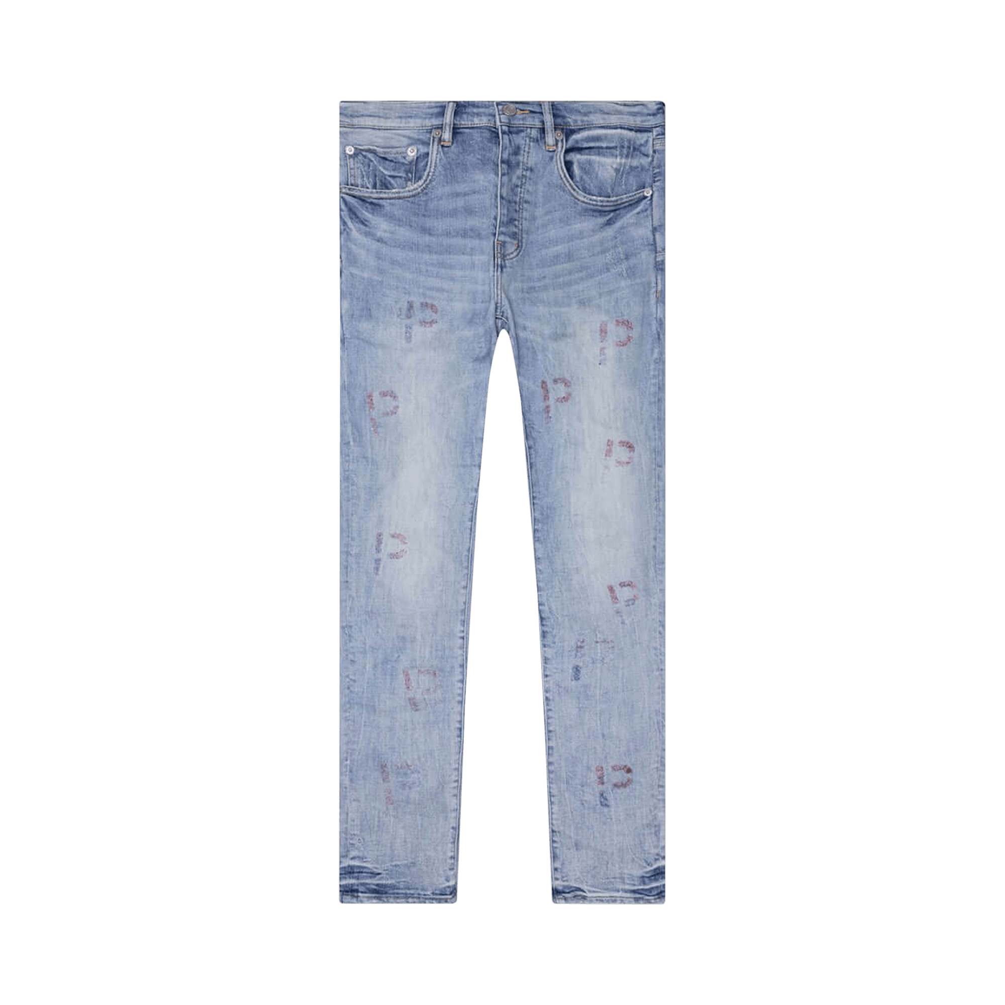 PURPLE BRAND Embroidery Punch P Plaid Jeans 'Light Indigo'