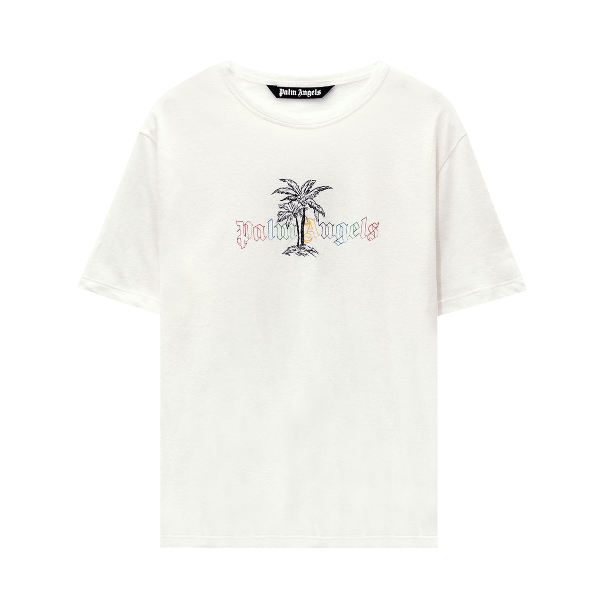 Palm Angels Linen Collar T-Shirt 'White/Black'