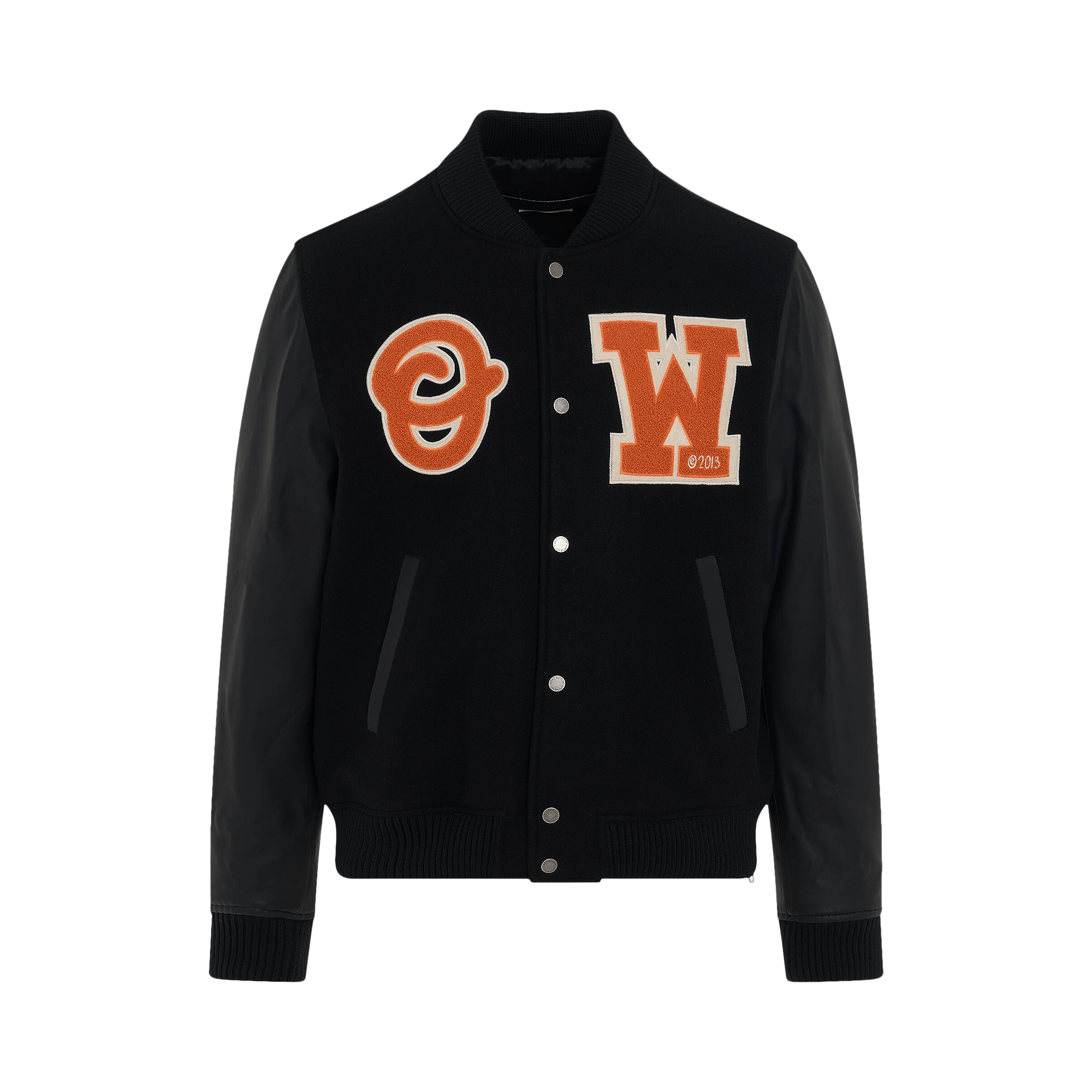 Off-White Patch Varsity Jacket 'Black/Orange'