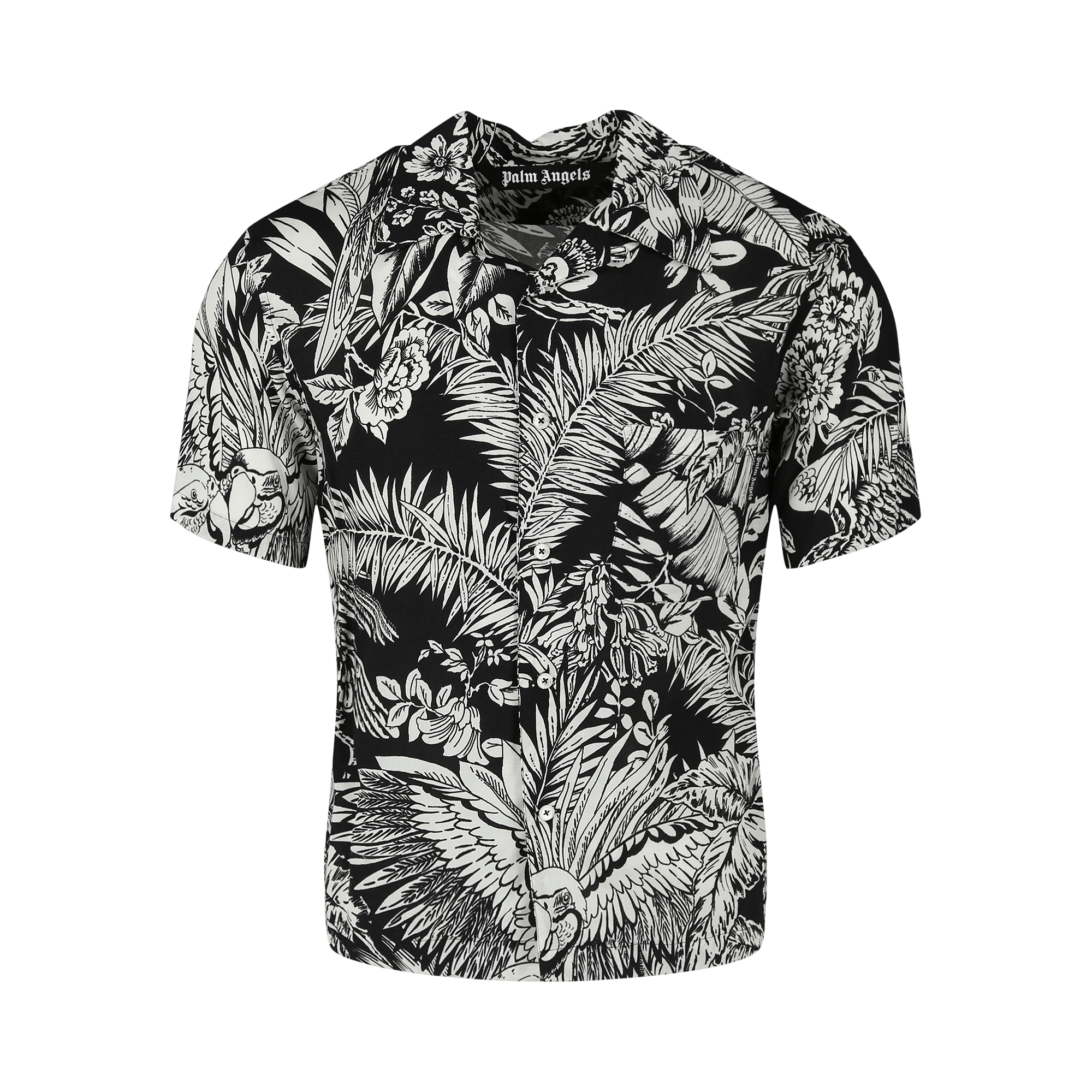 Palm Angels Jungle Parrots Bowling Shirt 'Black/White'