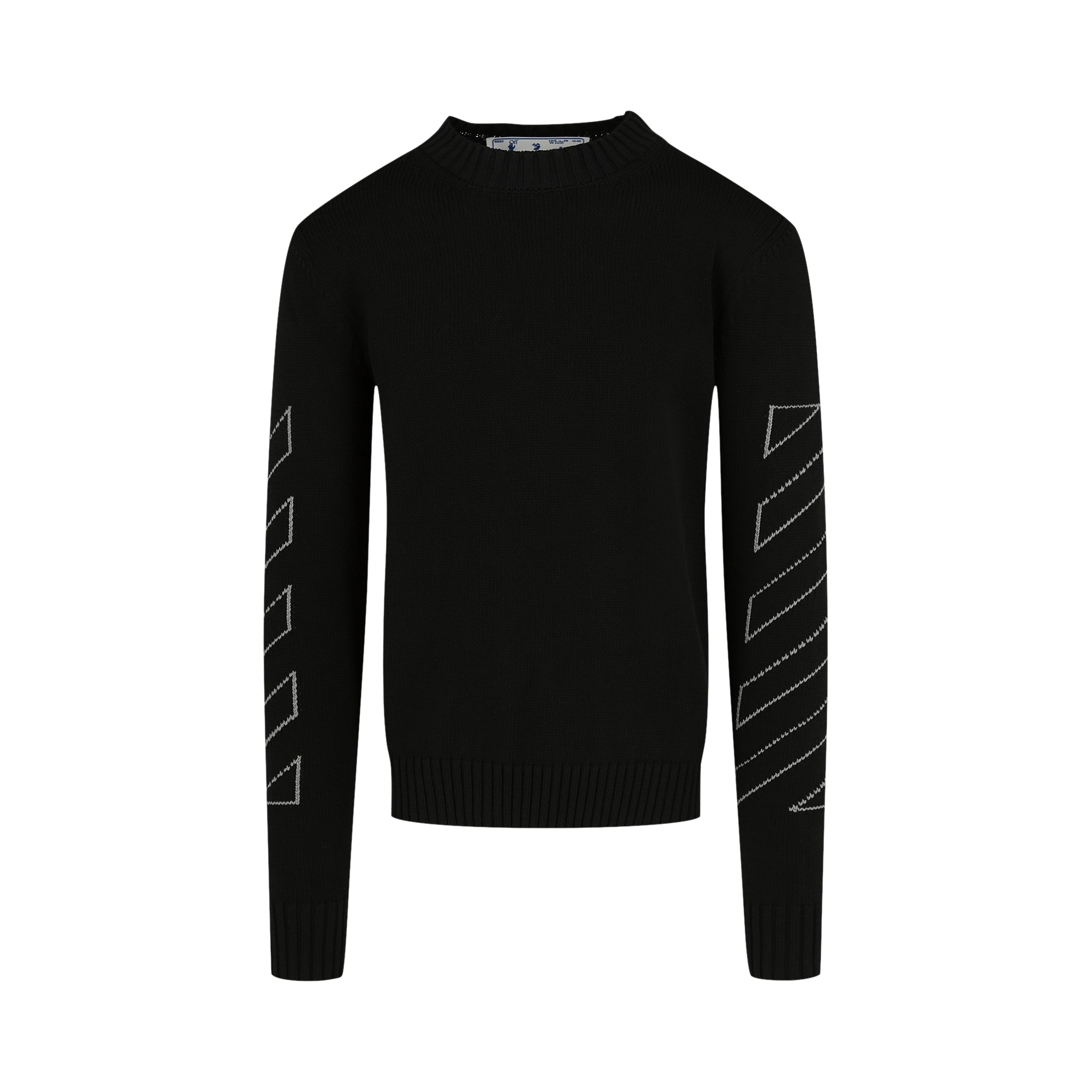 Off-White Diag Outline Knit Crewneck 'Black/White'