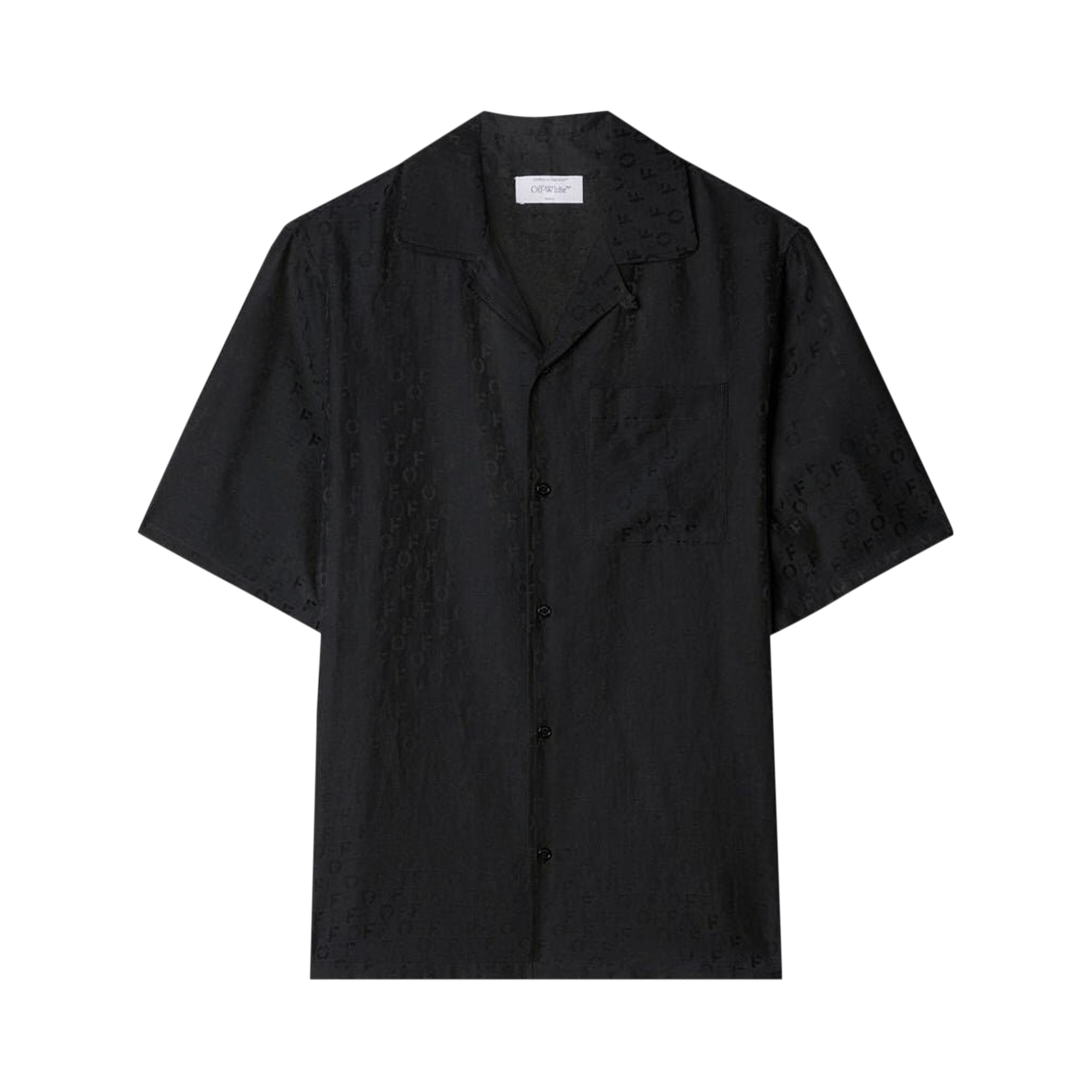 Off-White Logo Jacquard Camp Collar Shirt 'Black'
