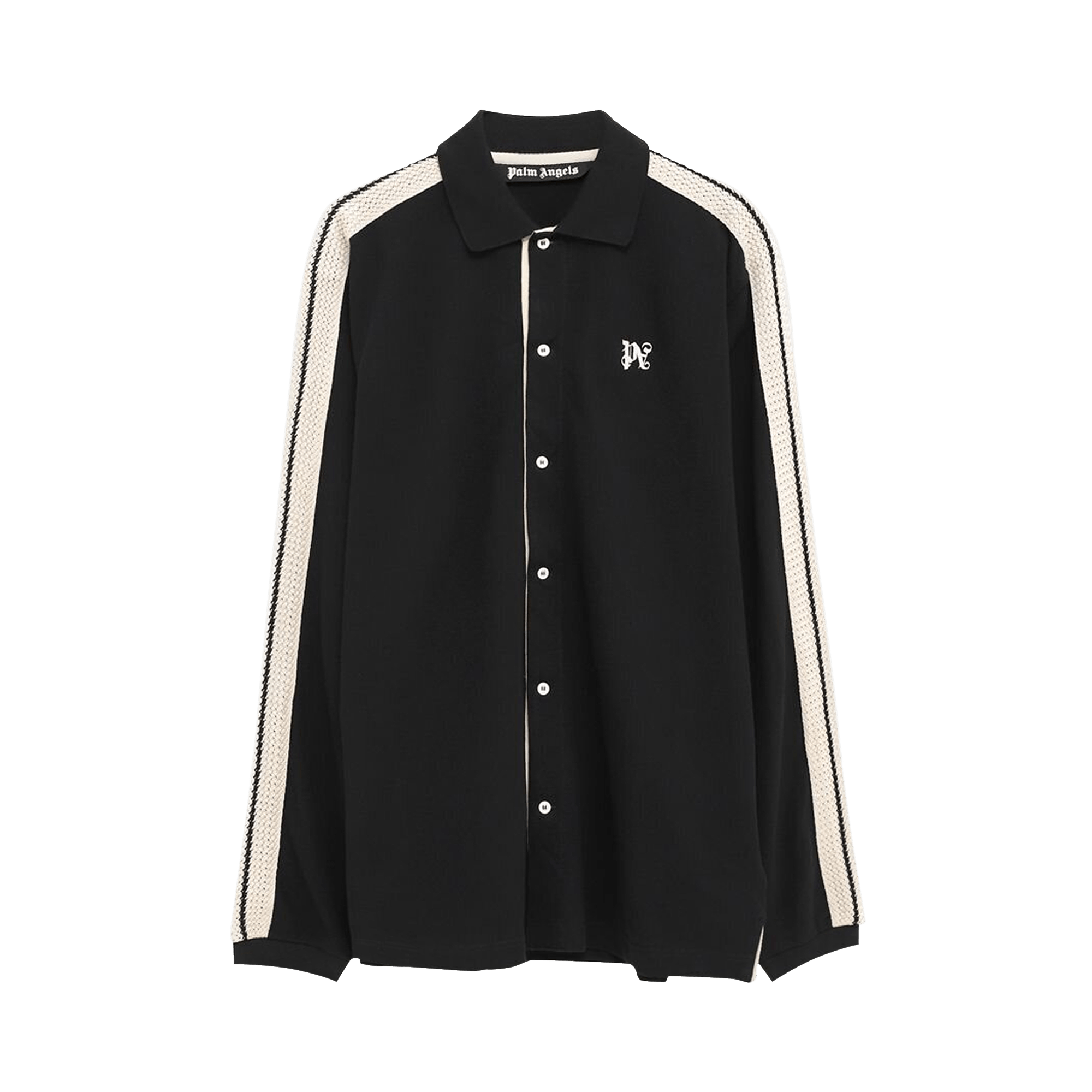 Palm Angels Monogram Piquet Trackshirt 'Black/Off White'