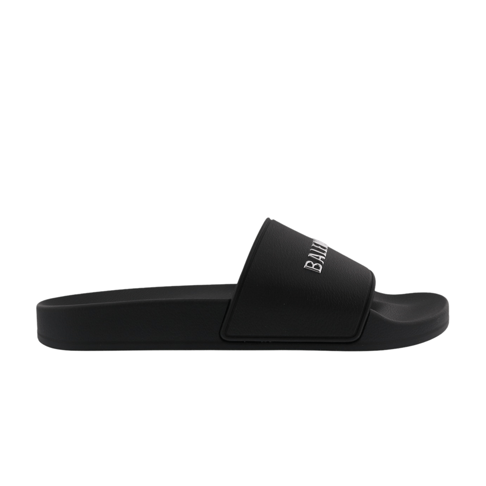 Balenciaga Wmns Pool Slides 'Black Silver Chrome'
