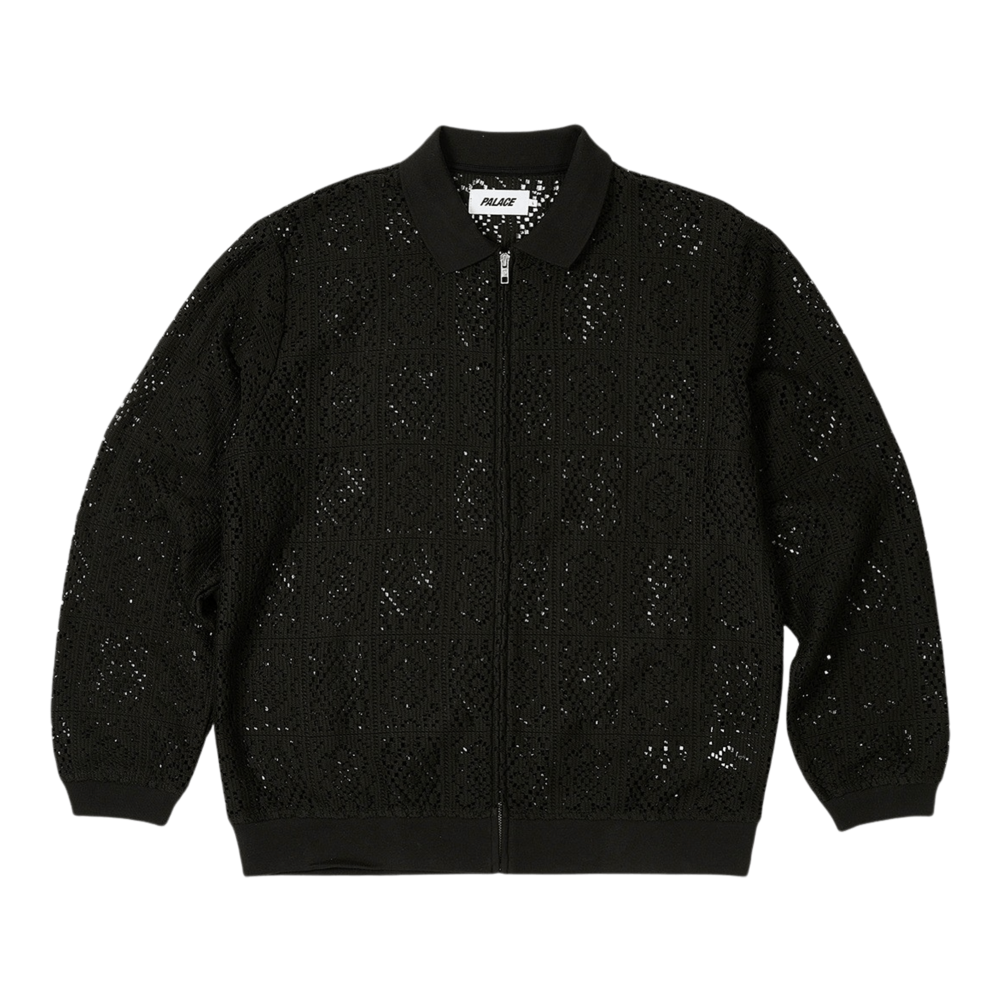Palace Crochet Zip Long-Sleeve Polo 'Black'
