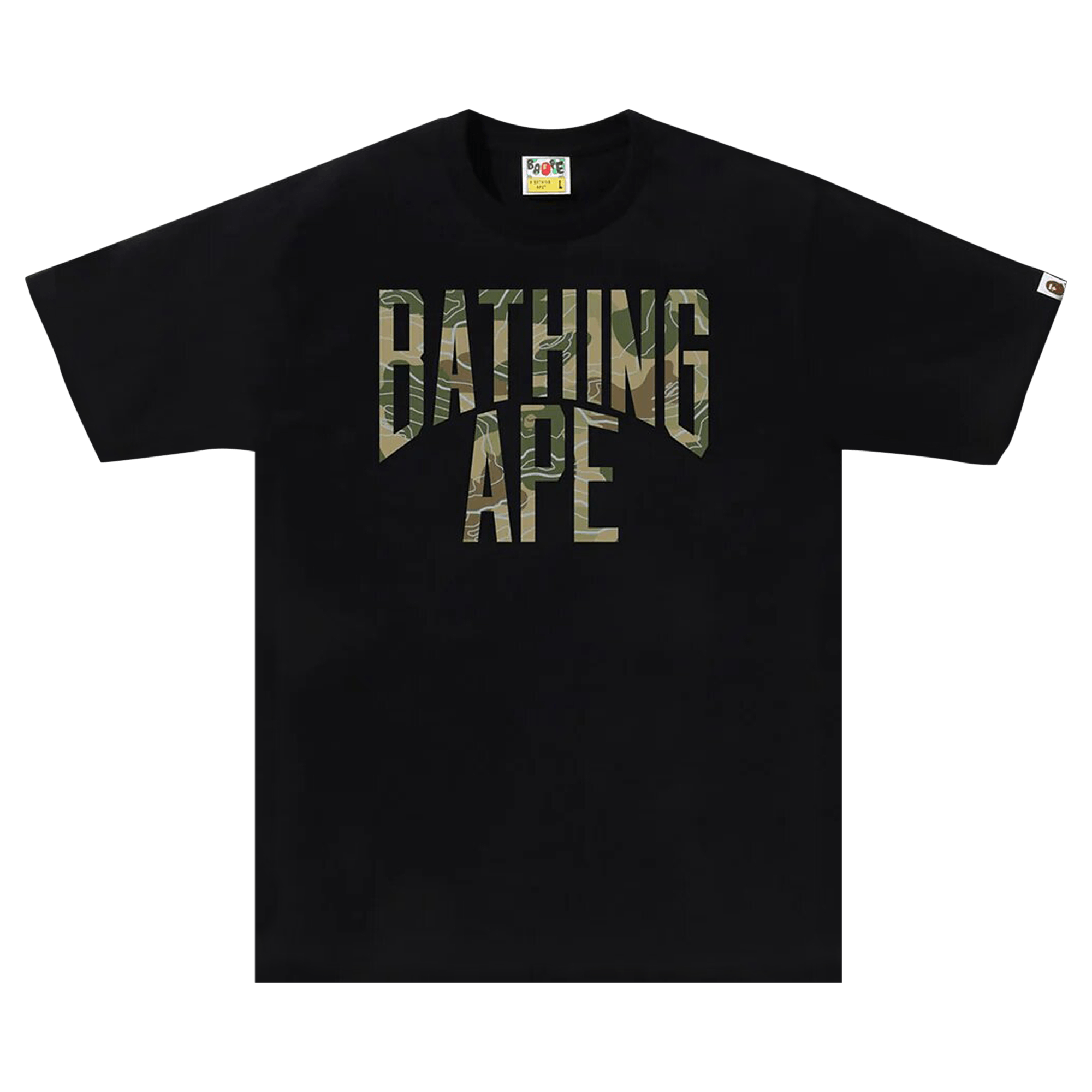 BAPE Layered Line Camo NYC Logo Tee 'Black/Beige'