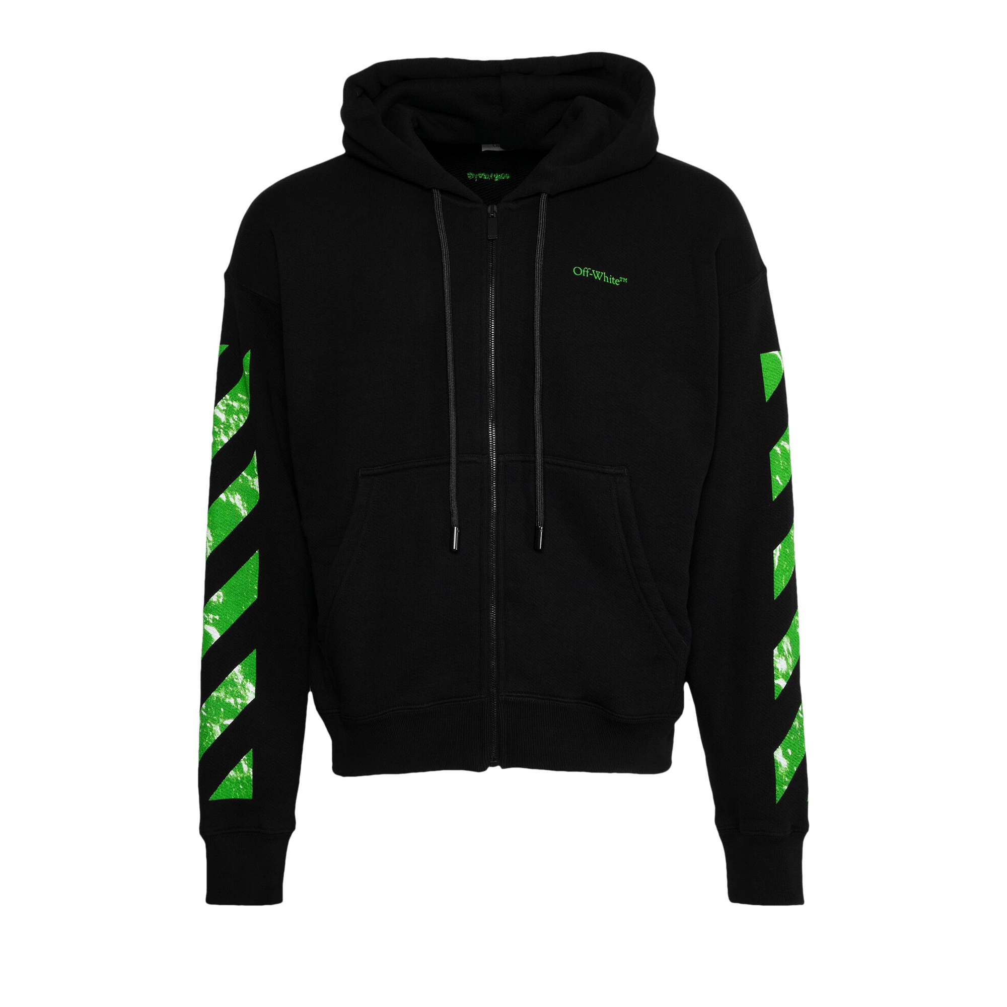 Off-White Moon Cam Arrow Zip Skate Hoodie 'Black/Green'