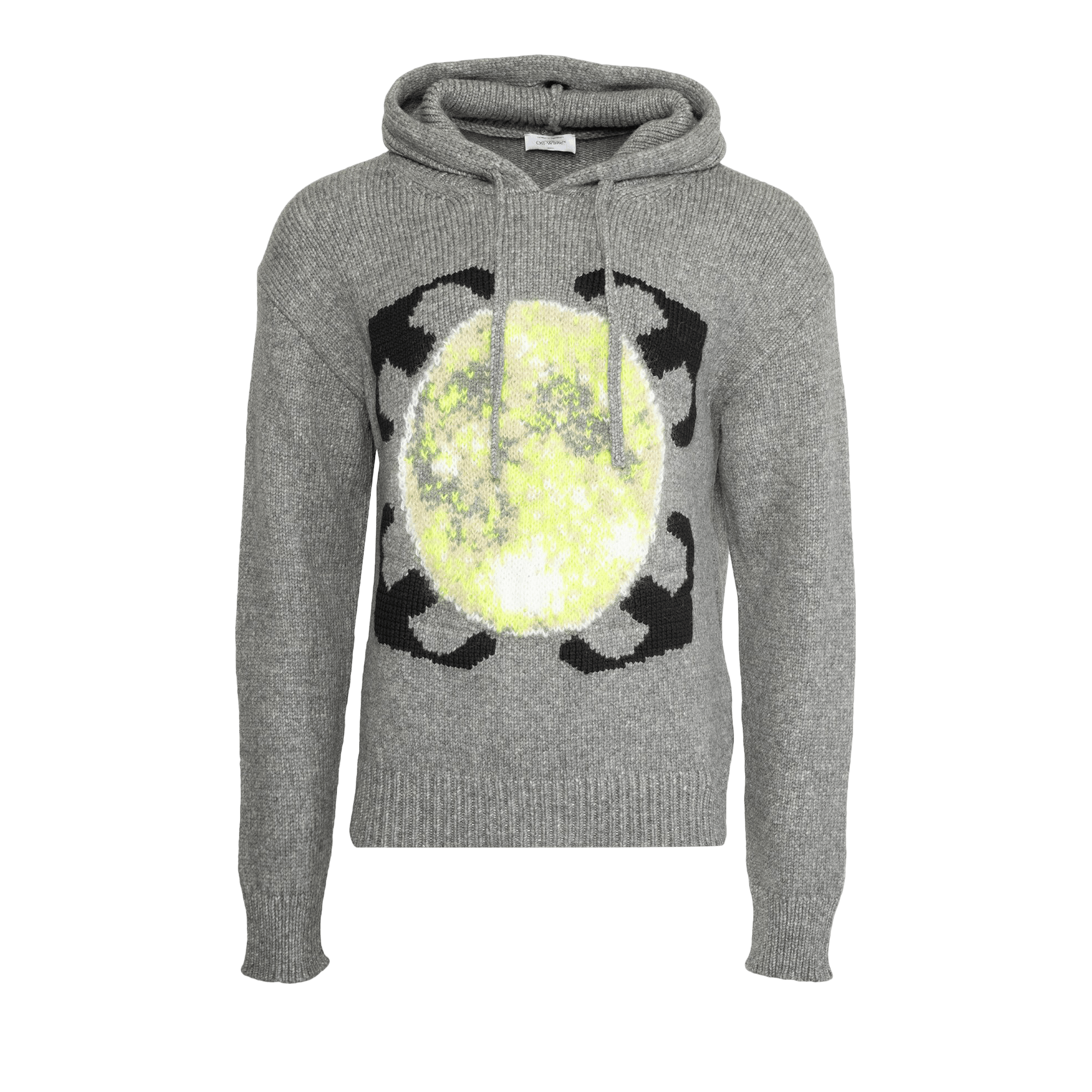 Off-White Arrow Moon Chunky Knit Hoodie 'Grey/Black'