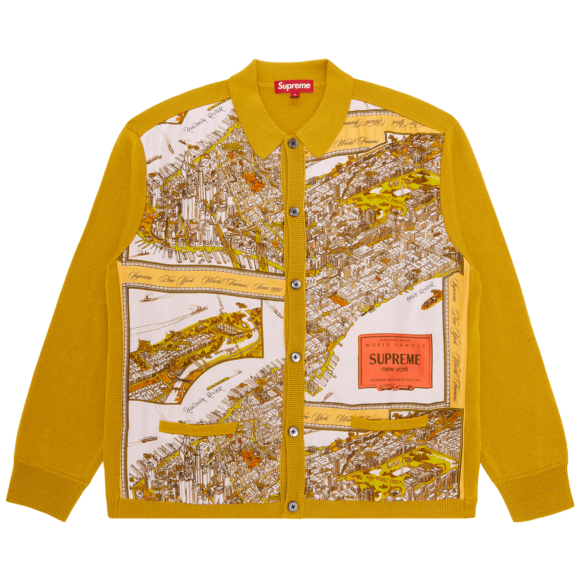 Supreme Silk Map Cardigan 'Mustard'