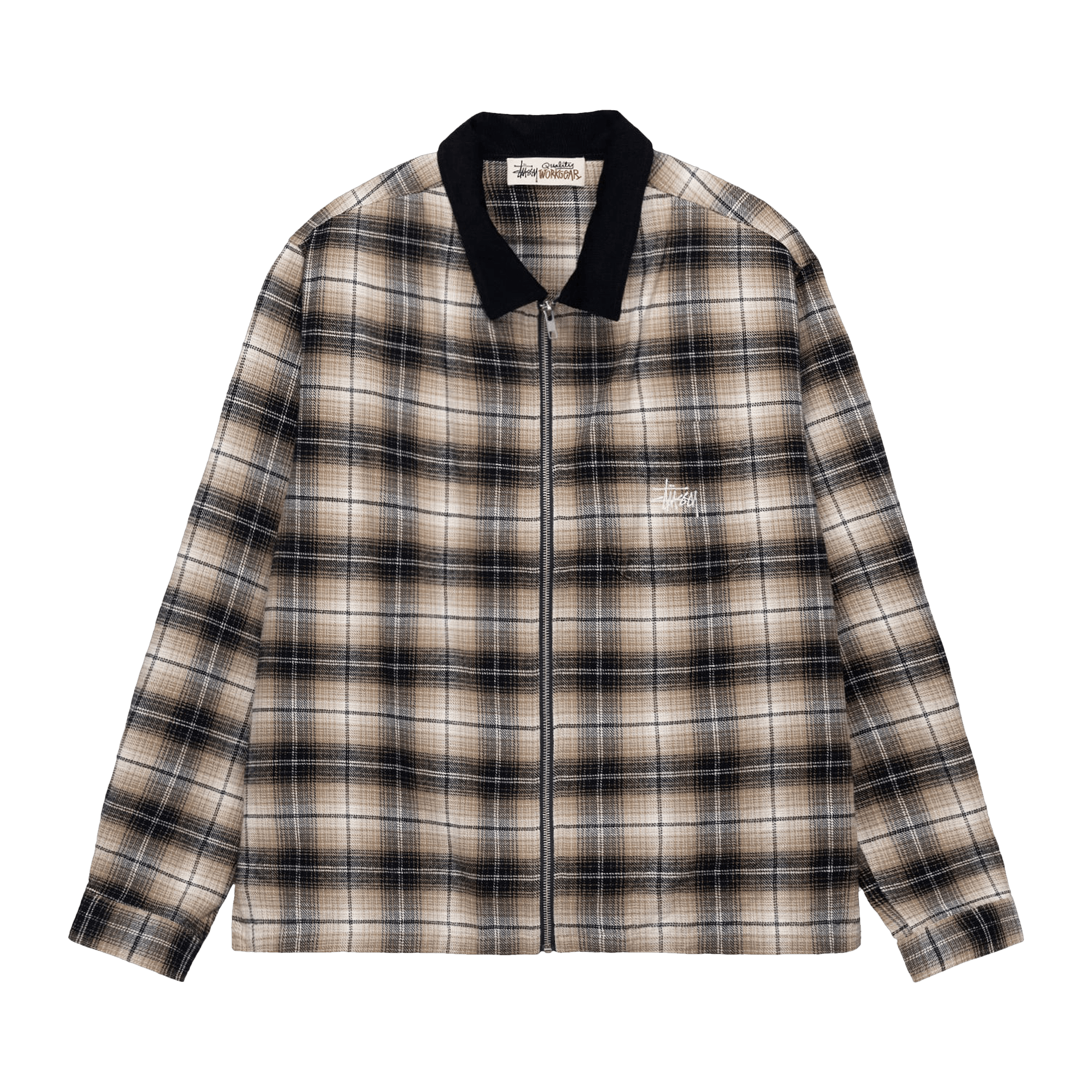 Stussy Frank Plaid Zip Shirt 'Taupe'