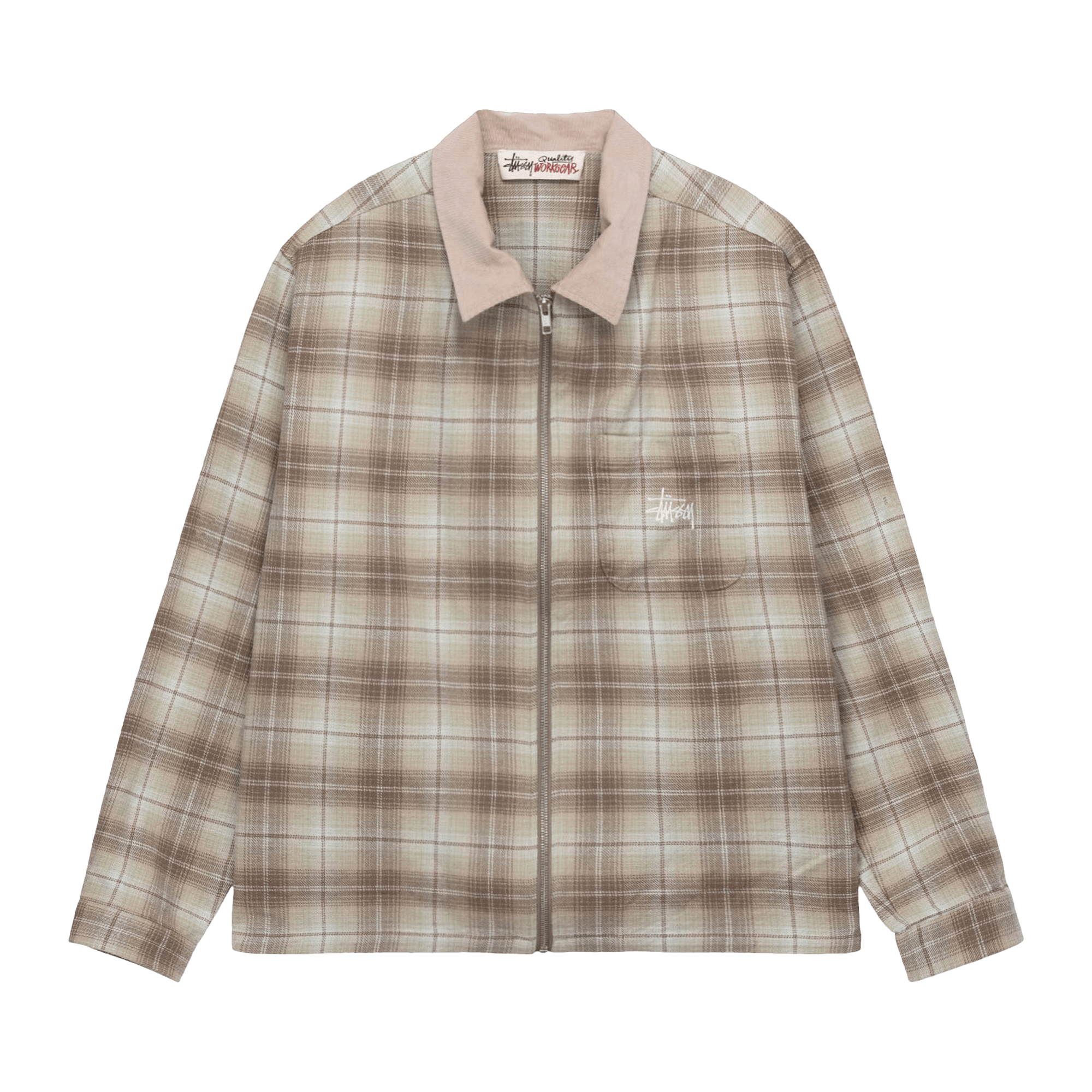 Stussy Frank Plaid Zip Shirt 'Tan'