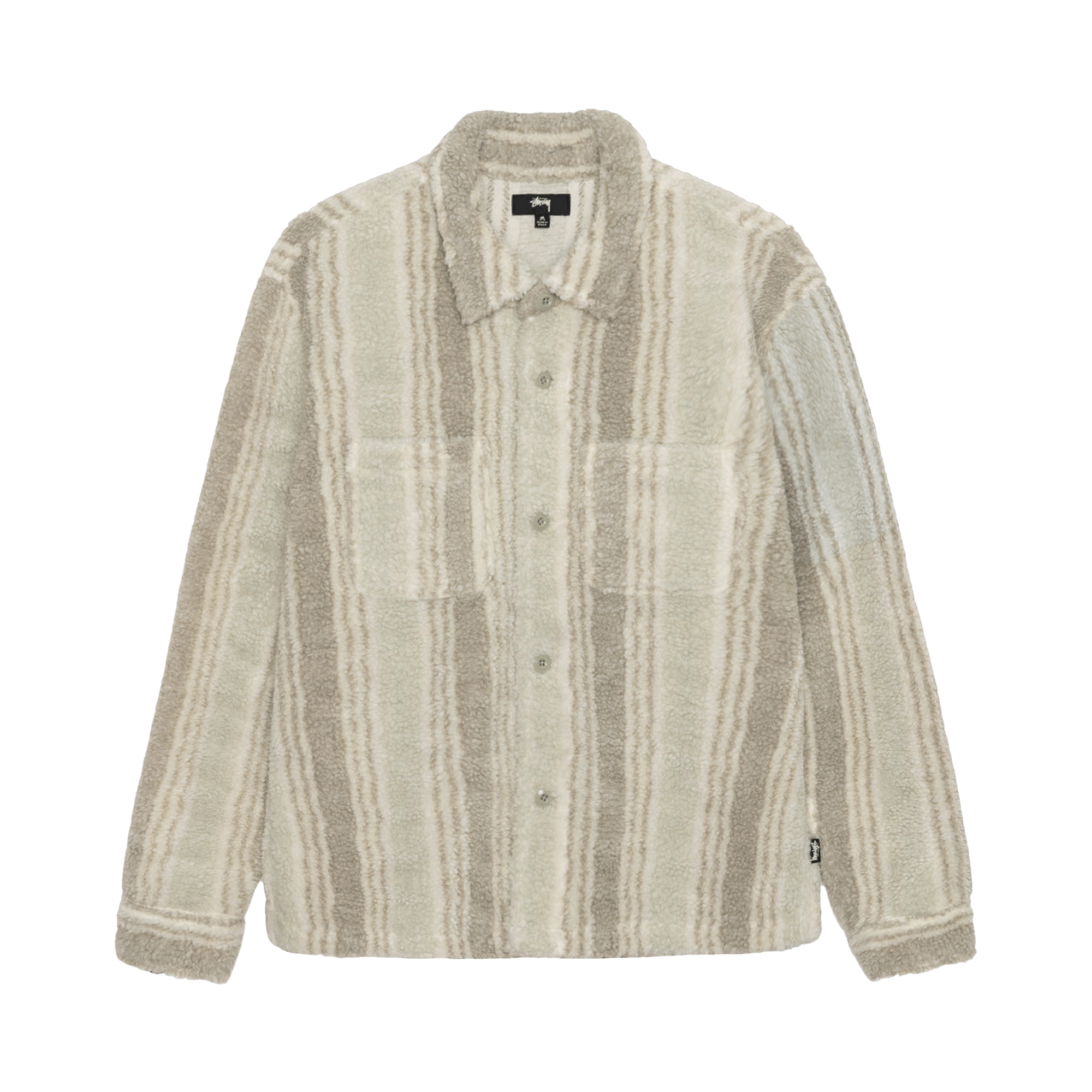Stussy Striped Sherpa Shirt 'Natural'