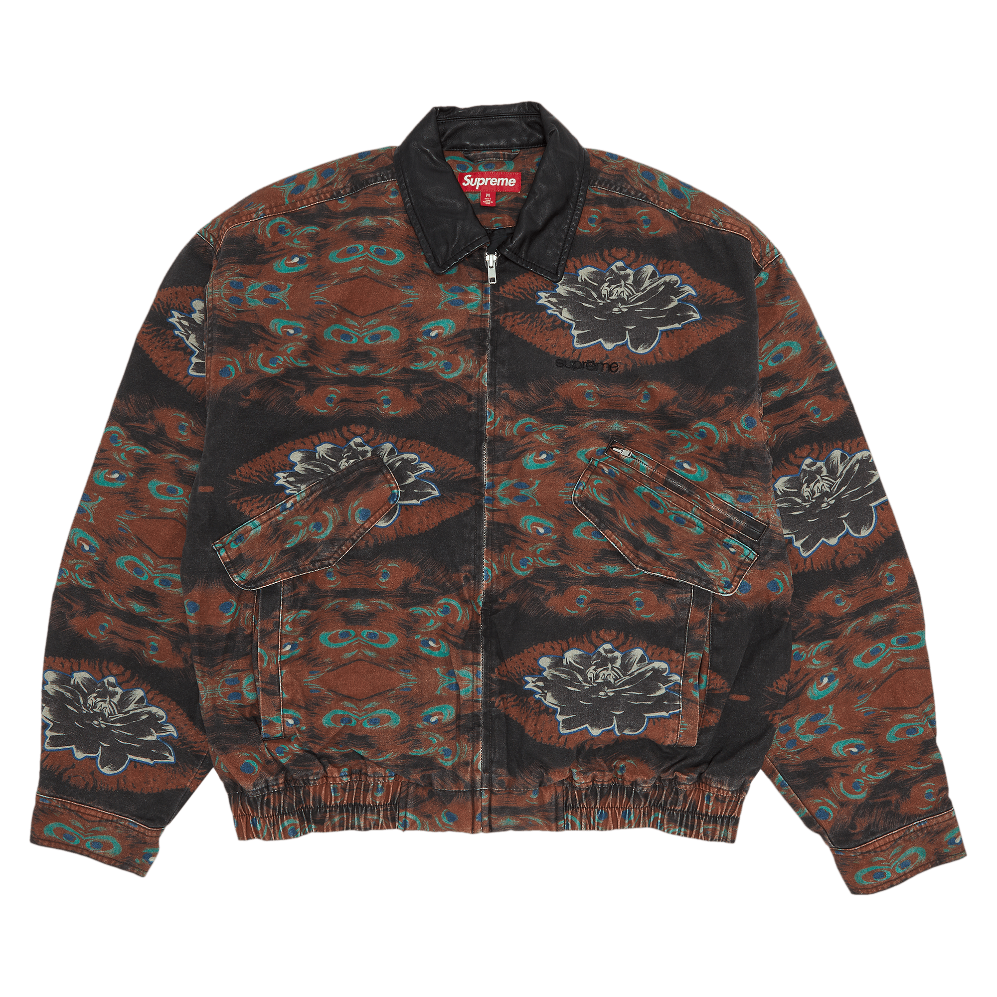 Supreme Leather Collar Utility Jacket 'Peacock'