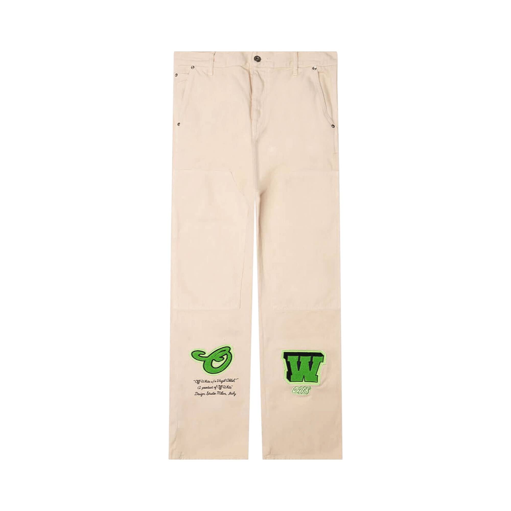 Off-White Straight Leg Varsity Hammer Flare Denim Jeans 'White/Green'