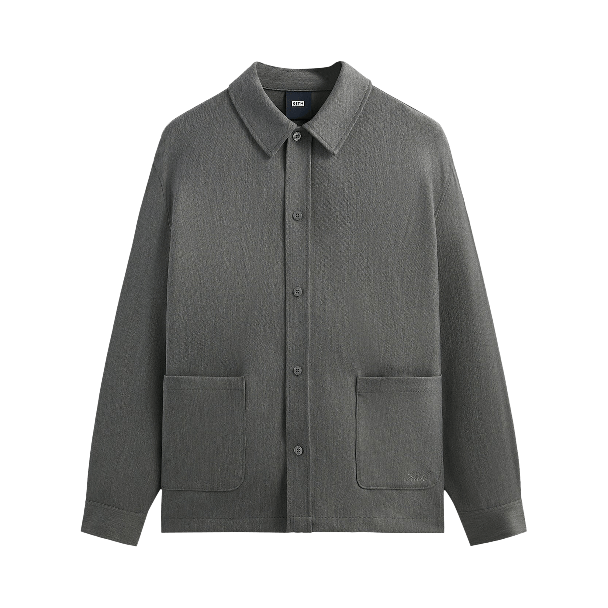 Kith Double Weave Boxy Collared Overshirt 'Medium Heather Grey'