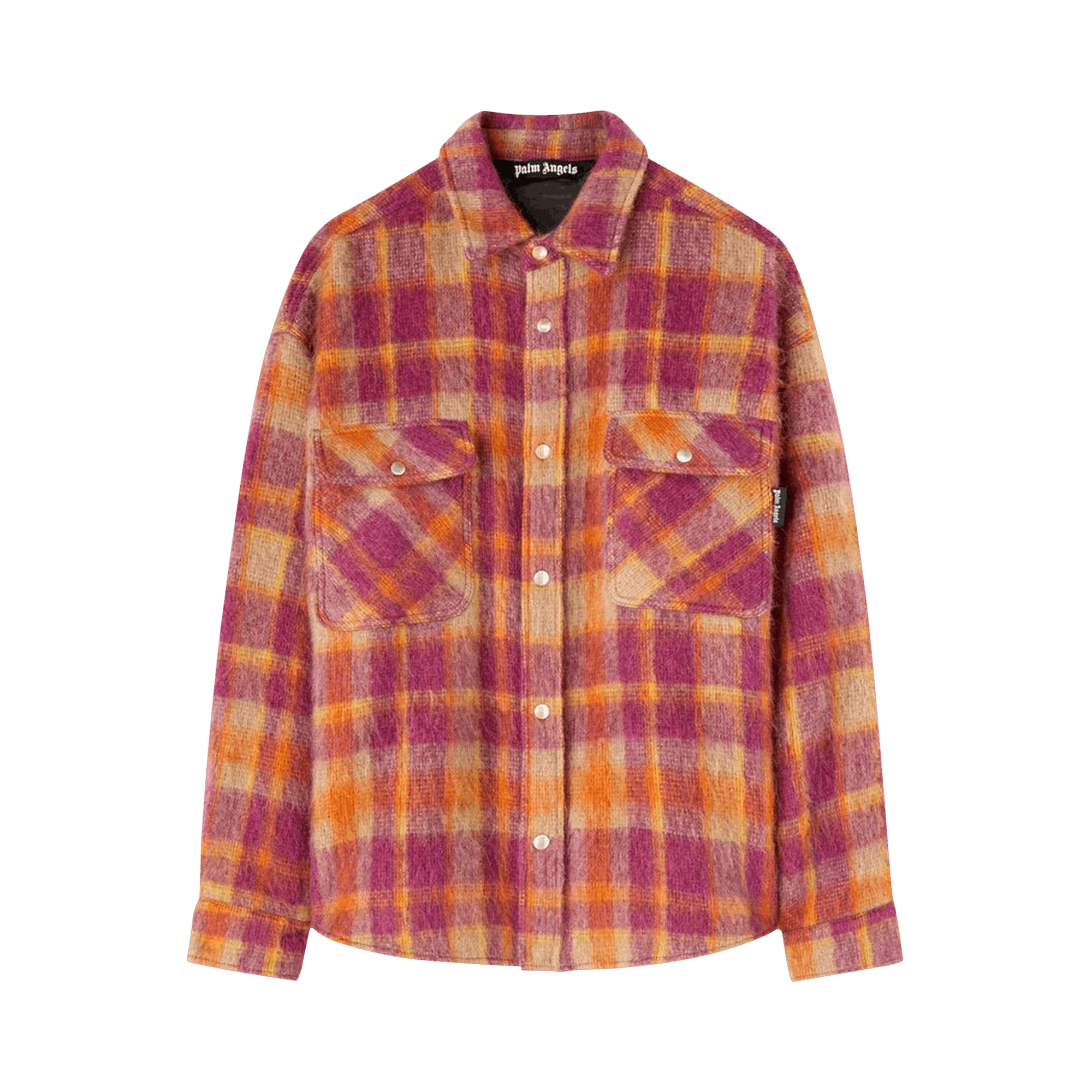 Palm Angels Brushed Wool Check Overshirt 'Burgundy/Beige'