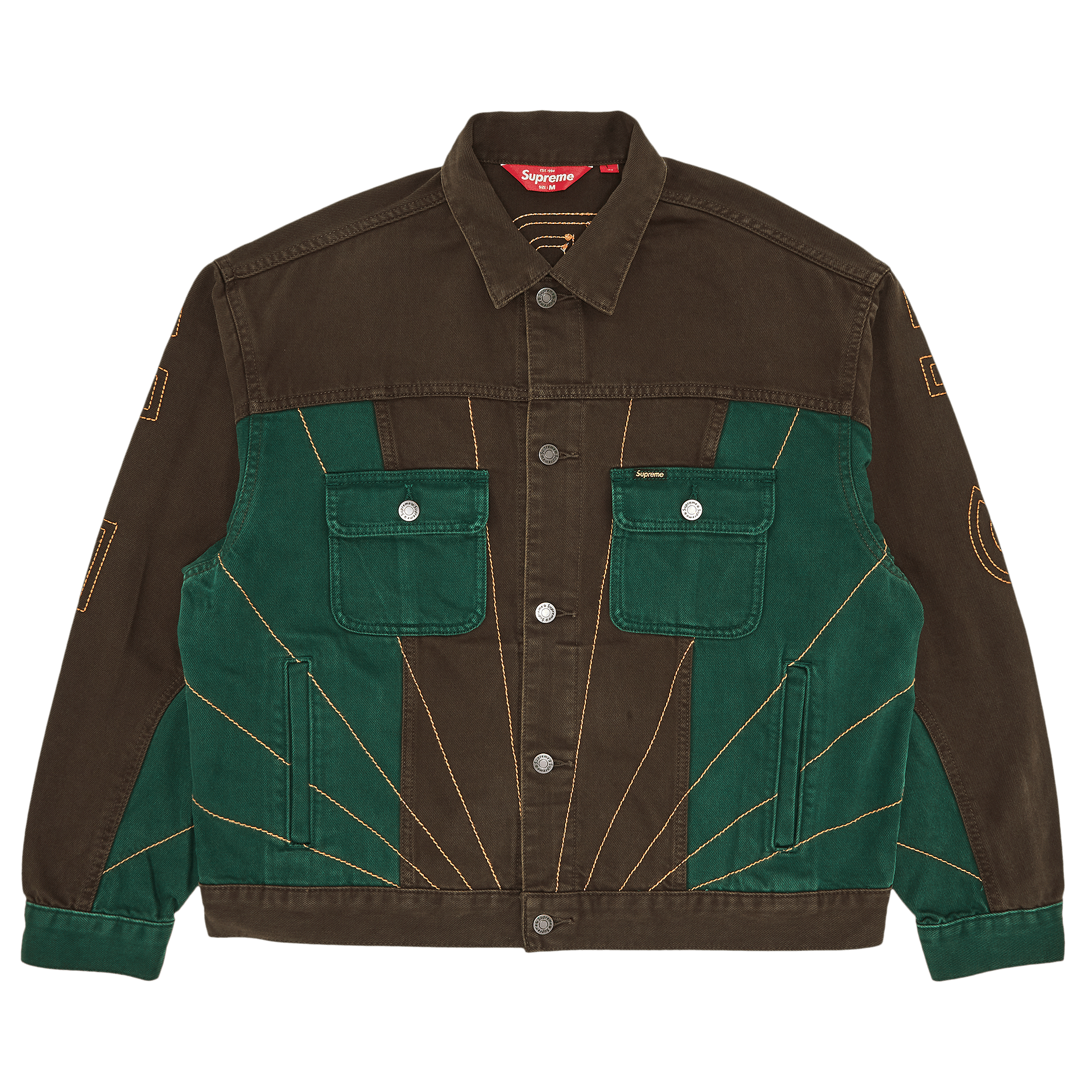 Supreme Radial Embroidered Denim Trucker Jacket 'Brown'