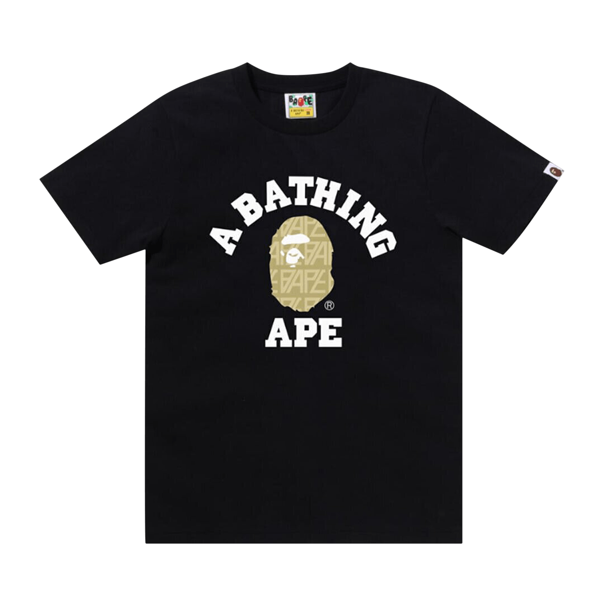 BAPE Logo Monogram College Tee 'Black/Beige'