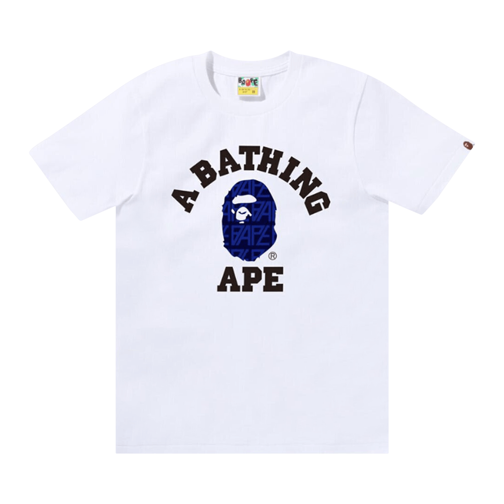 BAPE Logo Monogram College Tee 'White/Navy'