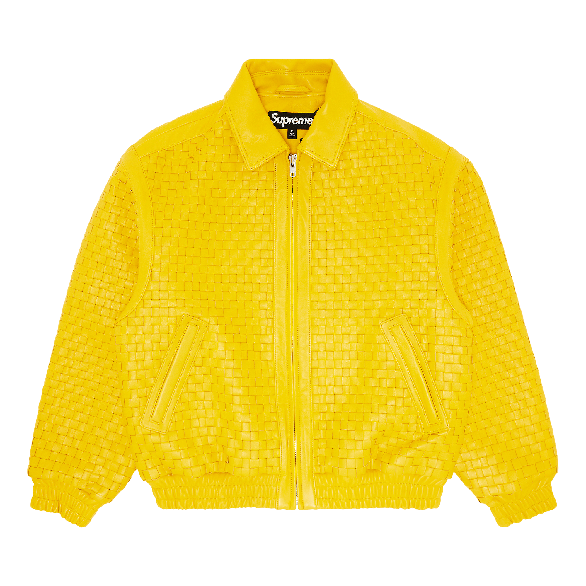 Supreme Woven Leather Varsity Jacket 'Yellow'