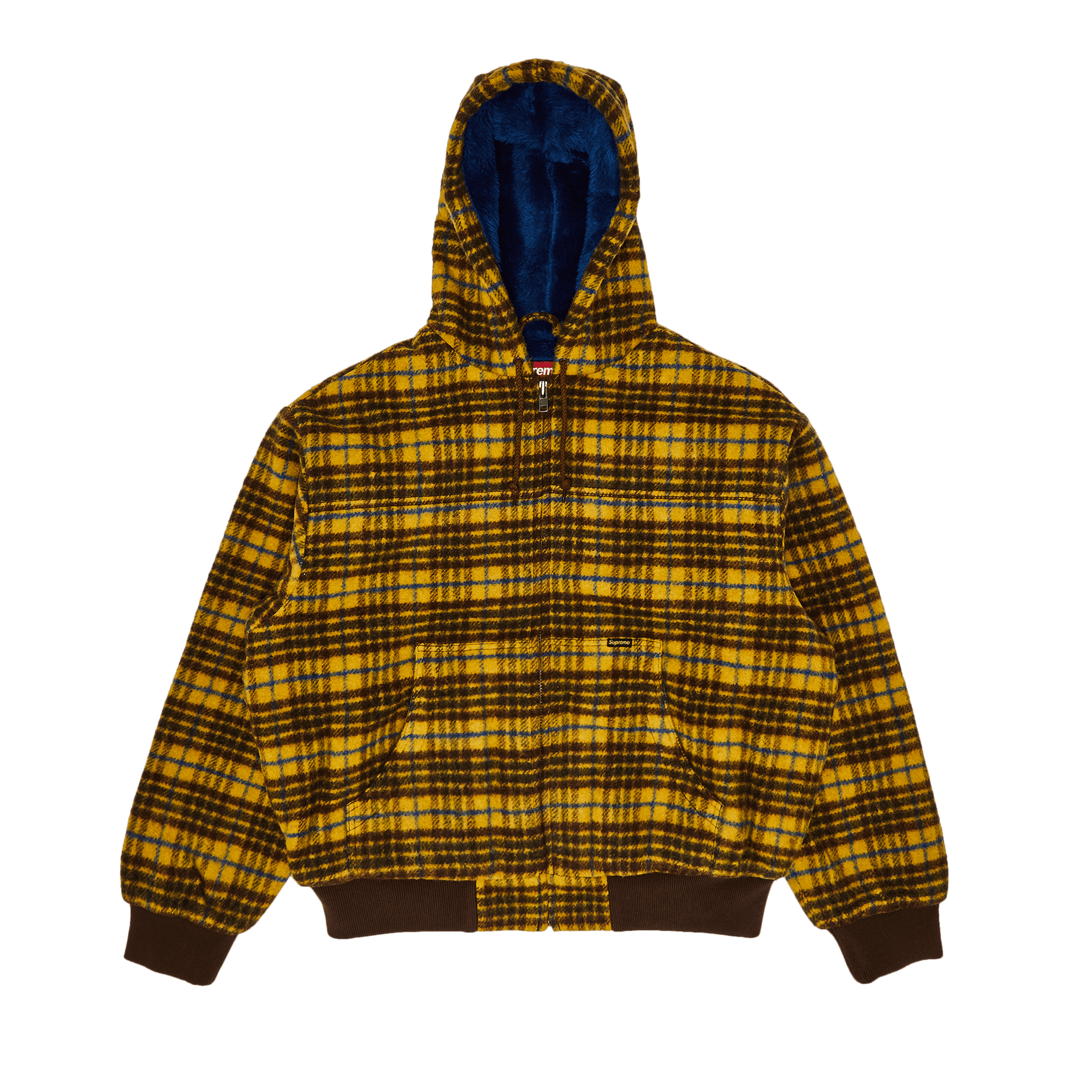 Supreme Plaid Wool Hooded Work Jacket 'Brown'
