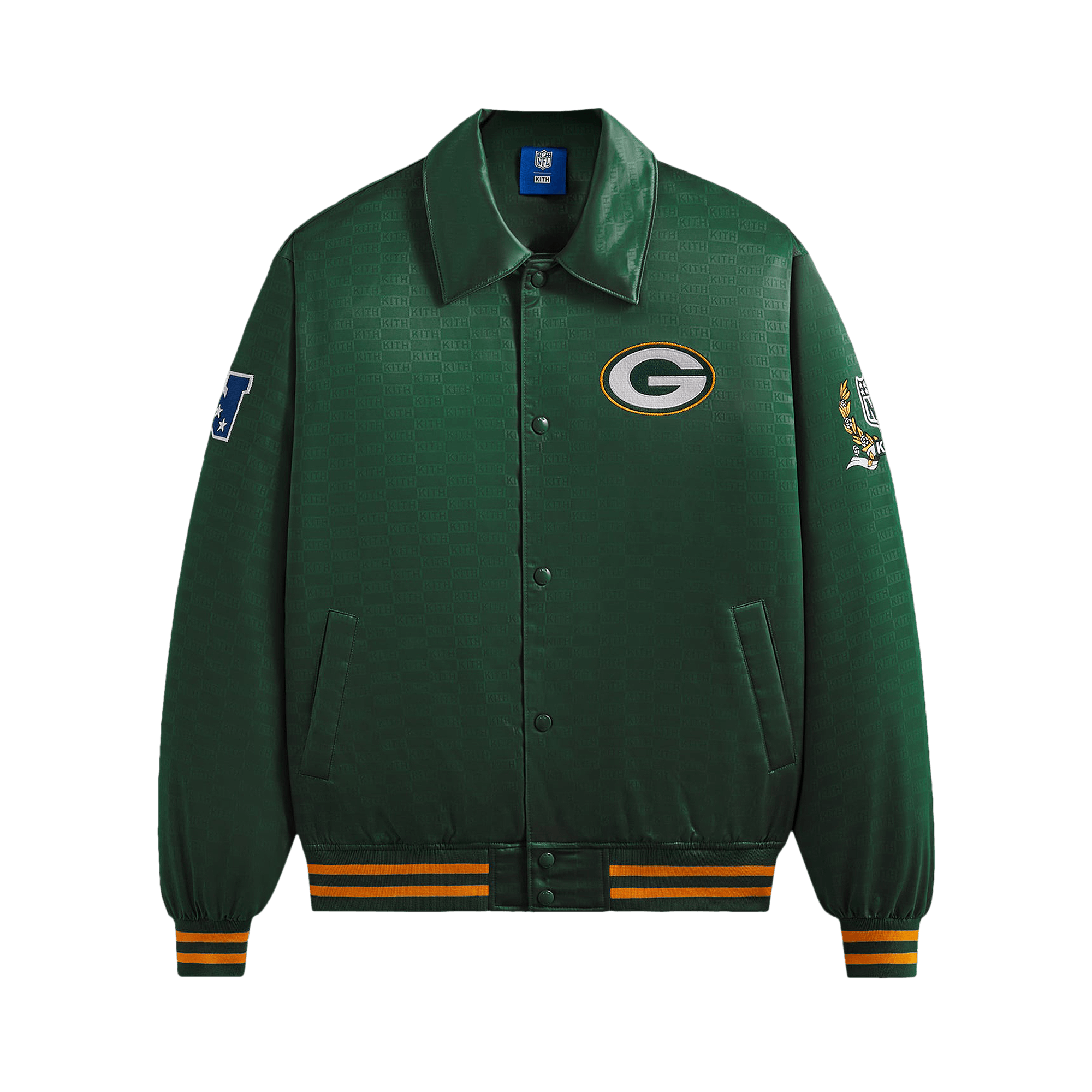 Kith For The NFL: Packers Satin Bomber Jacket 'Board'