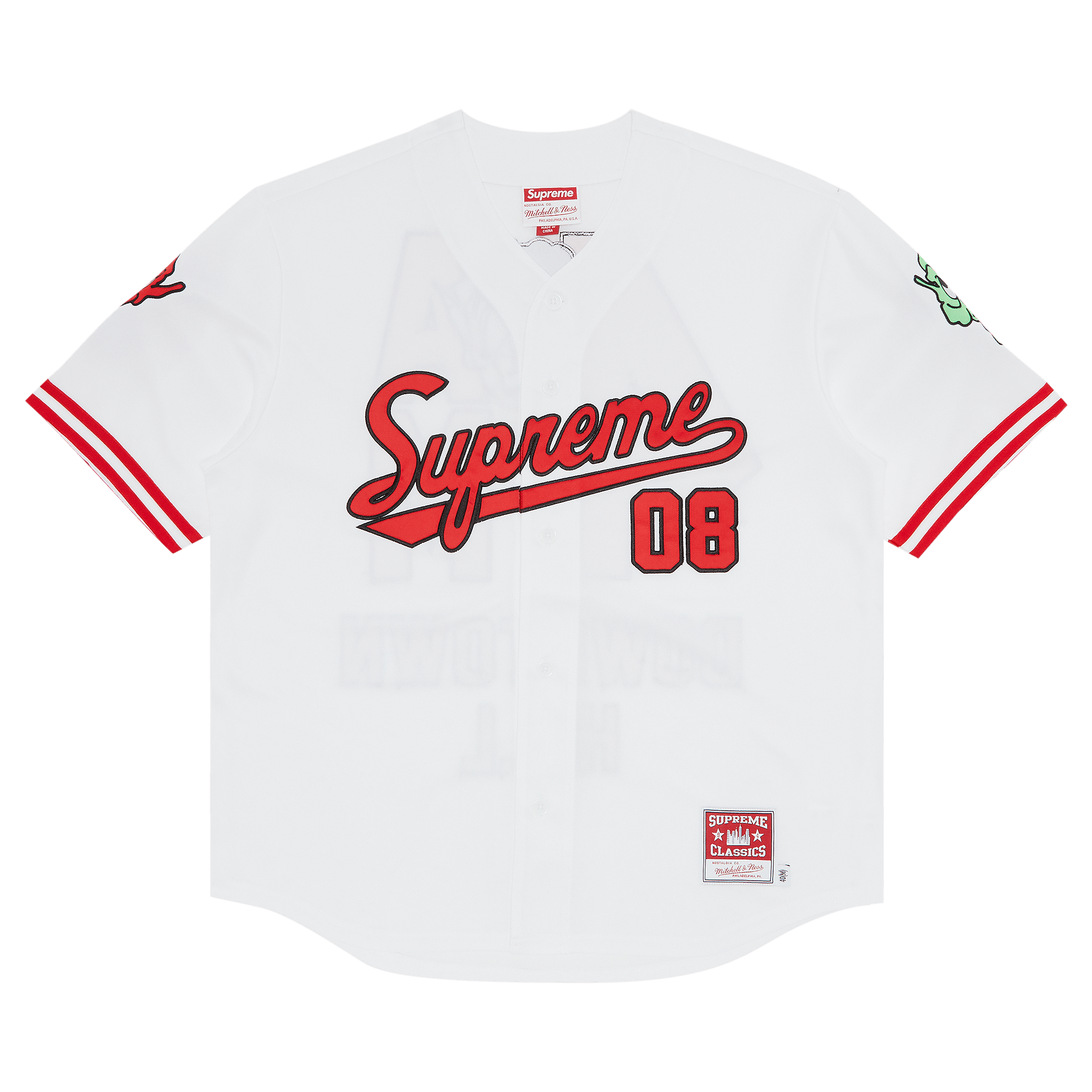 Supreme x Mitchell & Ness Downtown Hell Baseball Jersey 'White'