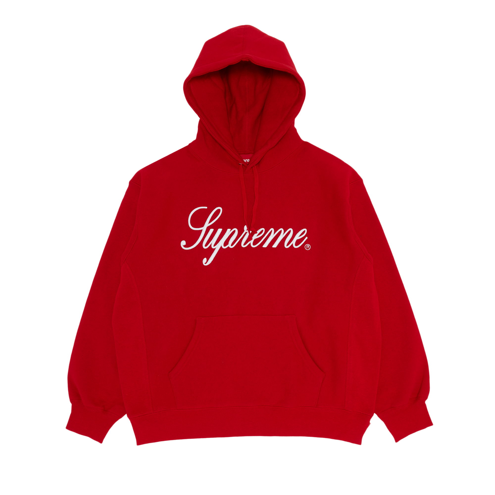 Supreme Raised Script Hooded Sweatshirt 'Red'