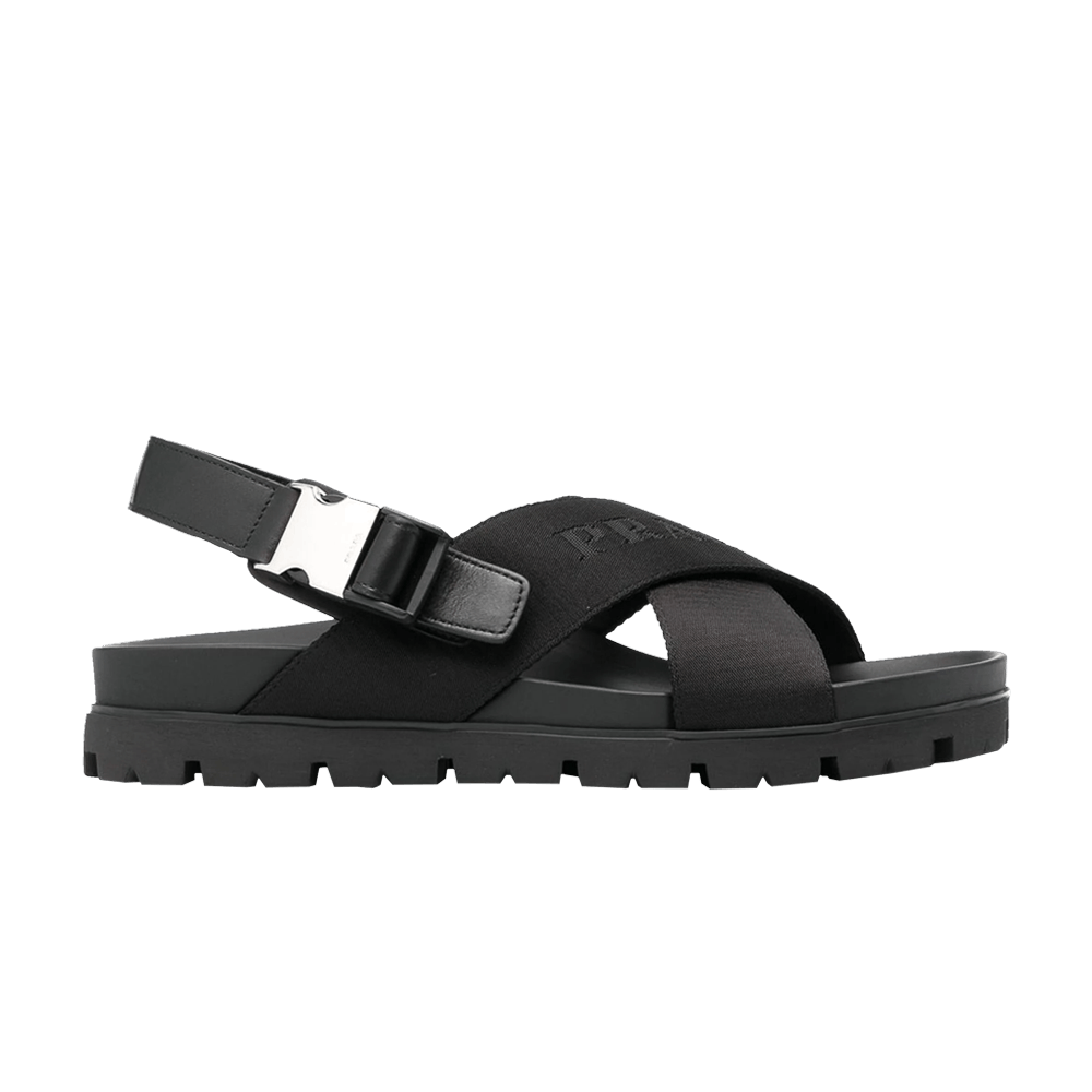 Prada Crisscross Straps Buckle-Fastening Sandal 'Black'
