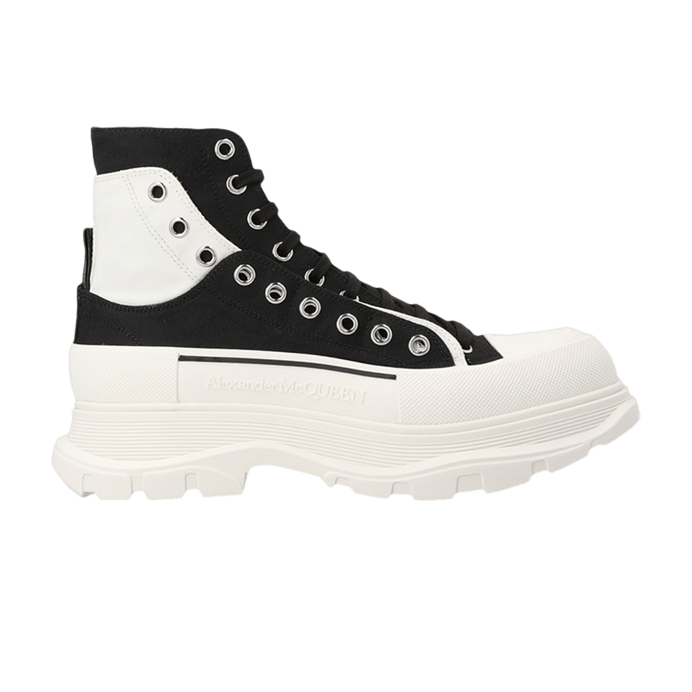 Alexander McQueen Tread Slick Ankle Boot 'Black White Overlapping Panels'