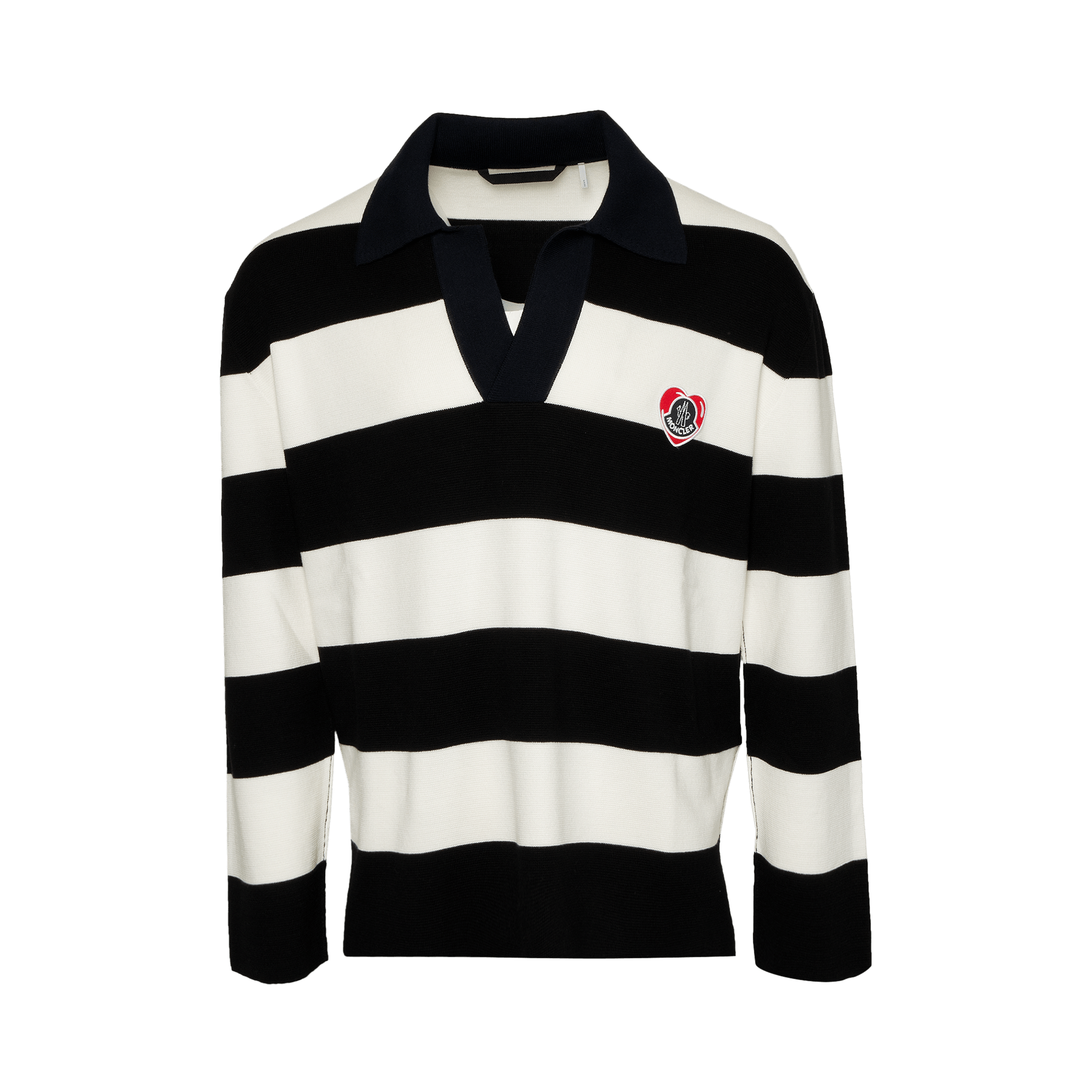 Moncler Stripe Long-Sleeve Polo 'Black/White'