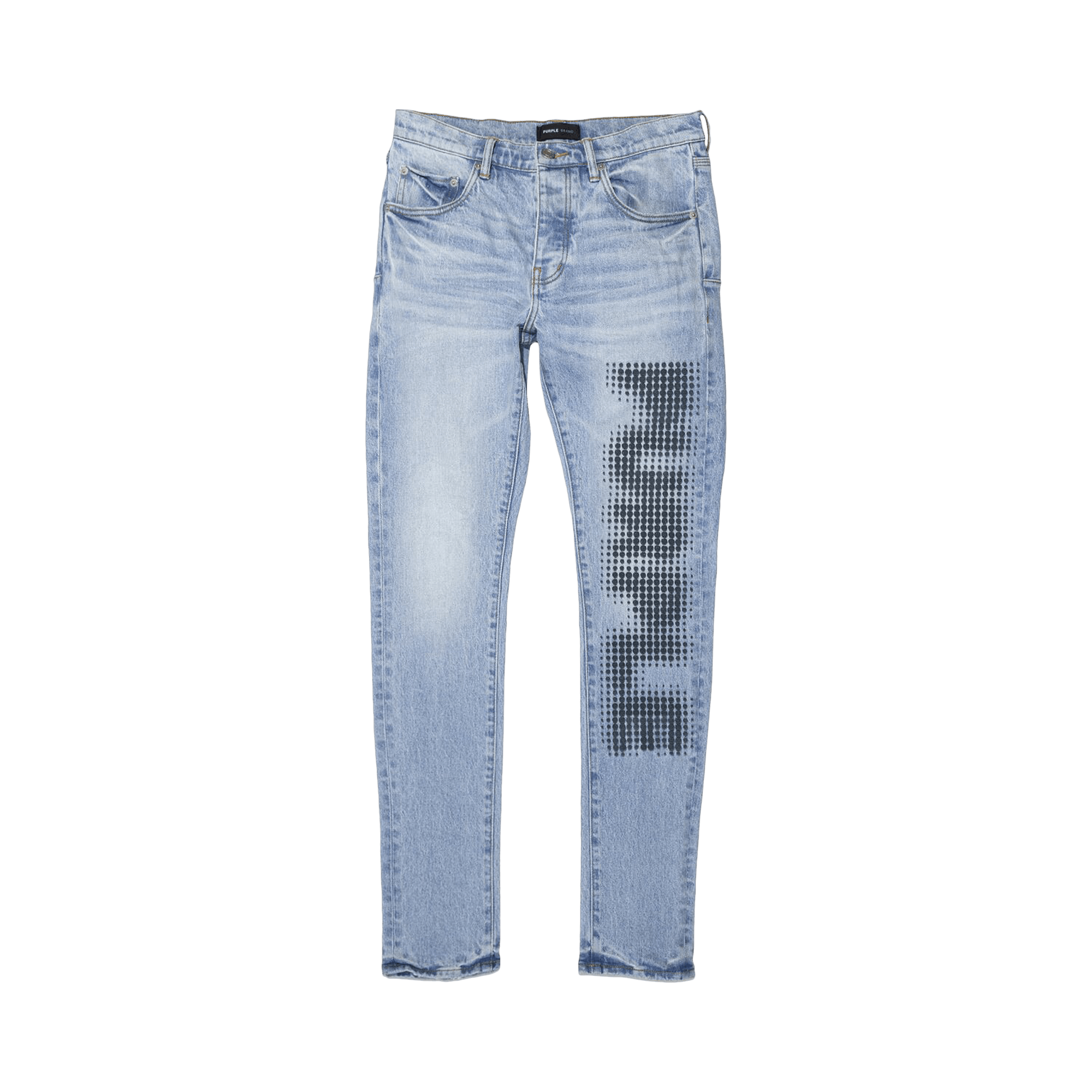 PURPLE BRAND Halftone Wordmark Jeans 'Light Indigo'