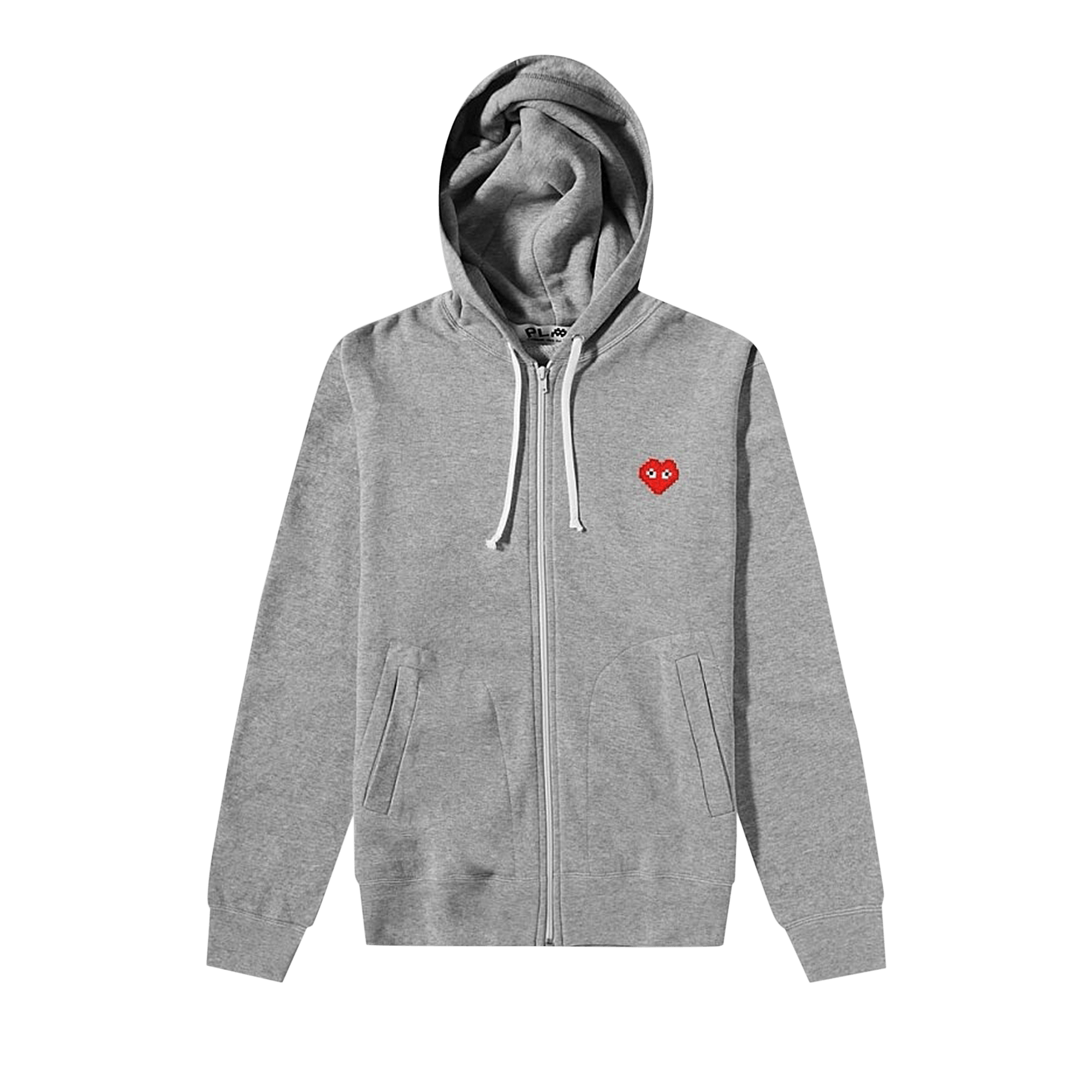 Comme des Garçons PLAY x Invader Logo Zip-Up Hoodie 'Grey'