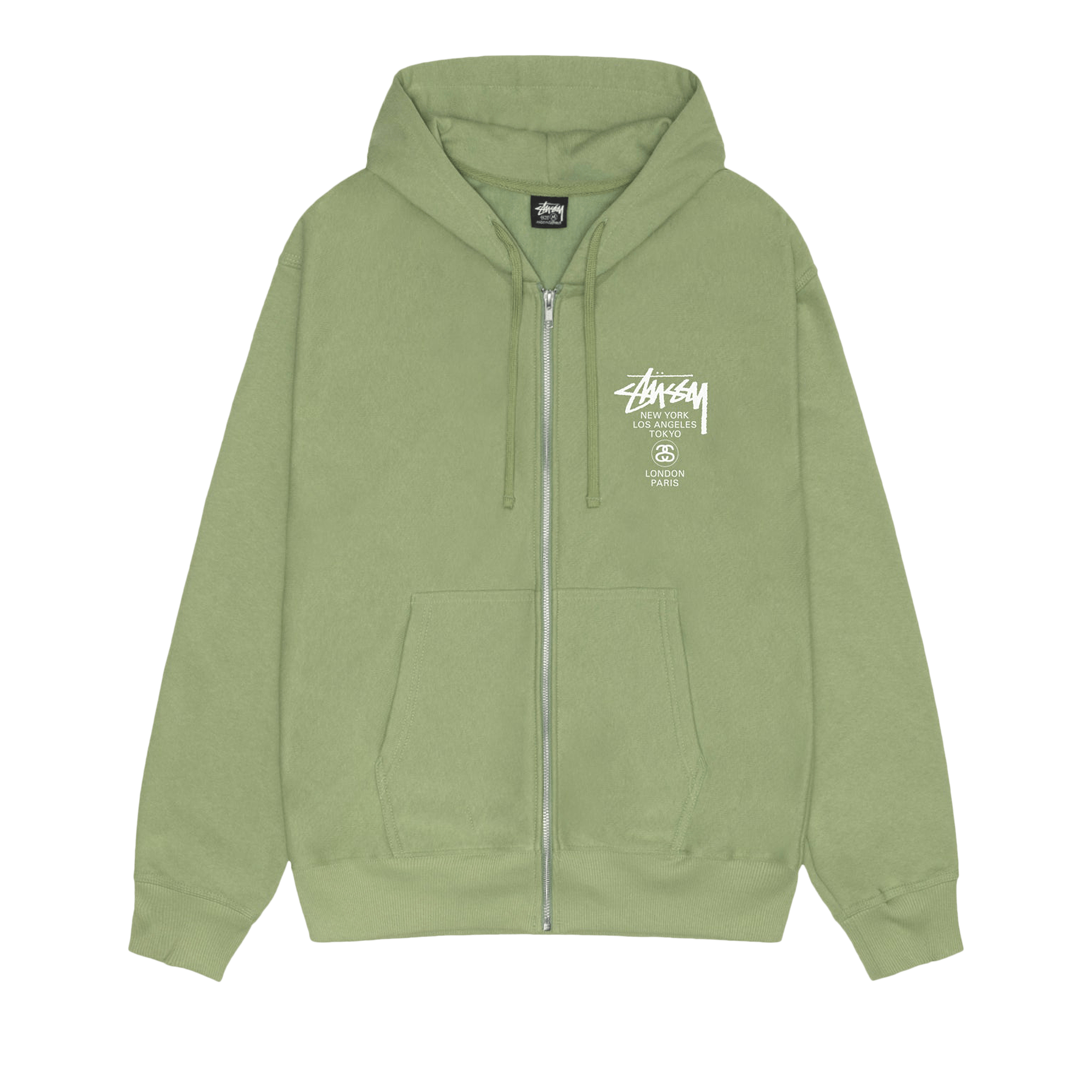 Stussy World Tour Zip Hoodie 'Moss'