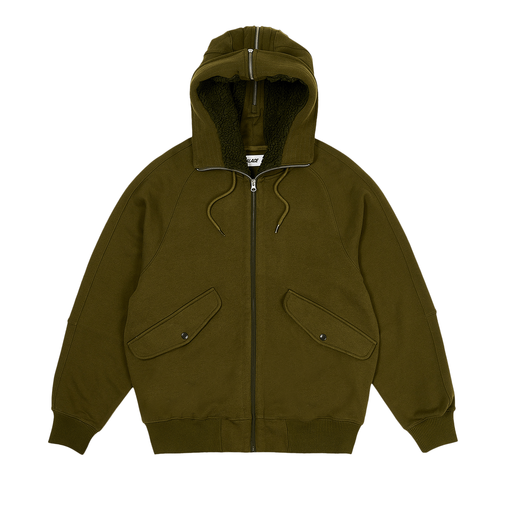 Palace Split Hood Bomber Sweat 'Olive'