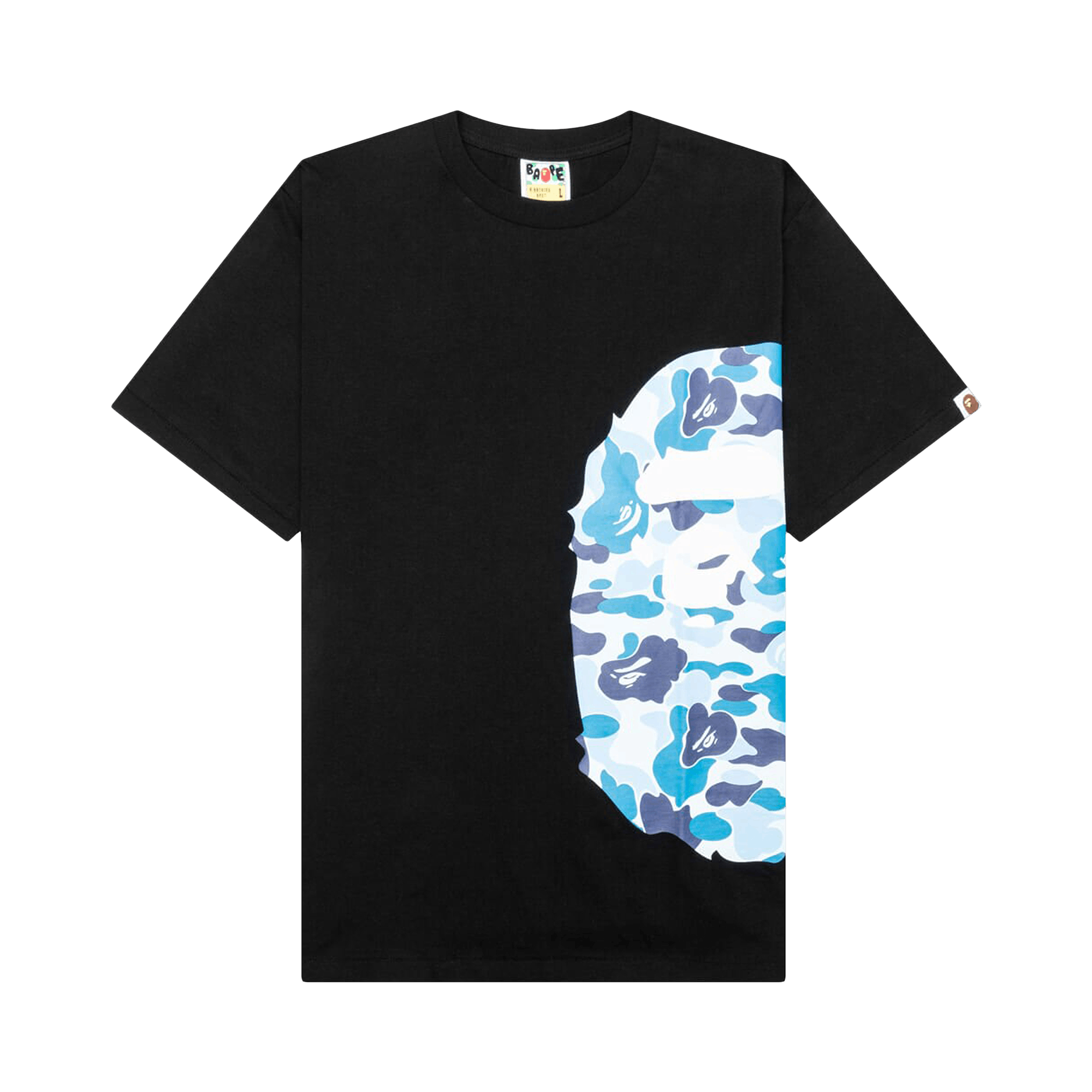 BAPE ABC Camo Side Big Ape Head Tee 'Black/Blue'