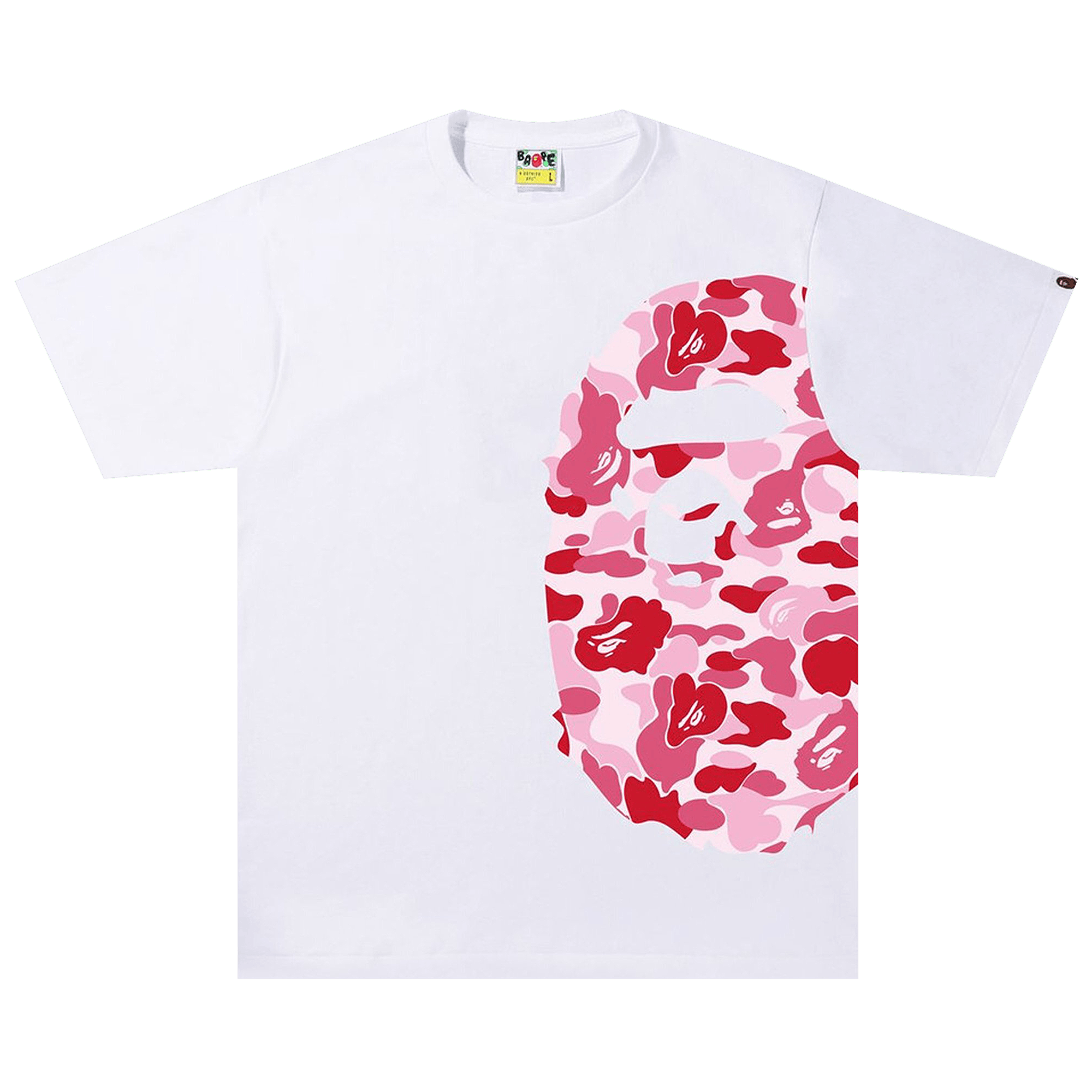 BAPE ABC Camo Side Big Ape Head Tee 'White/Pink'