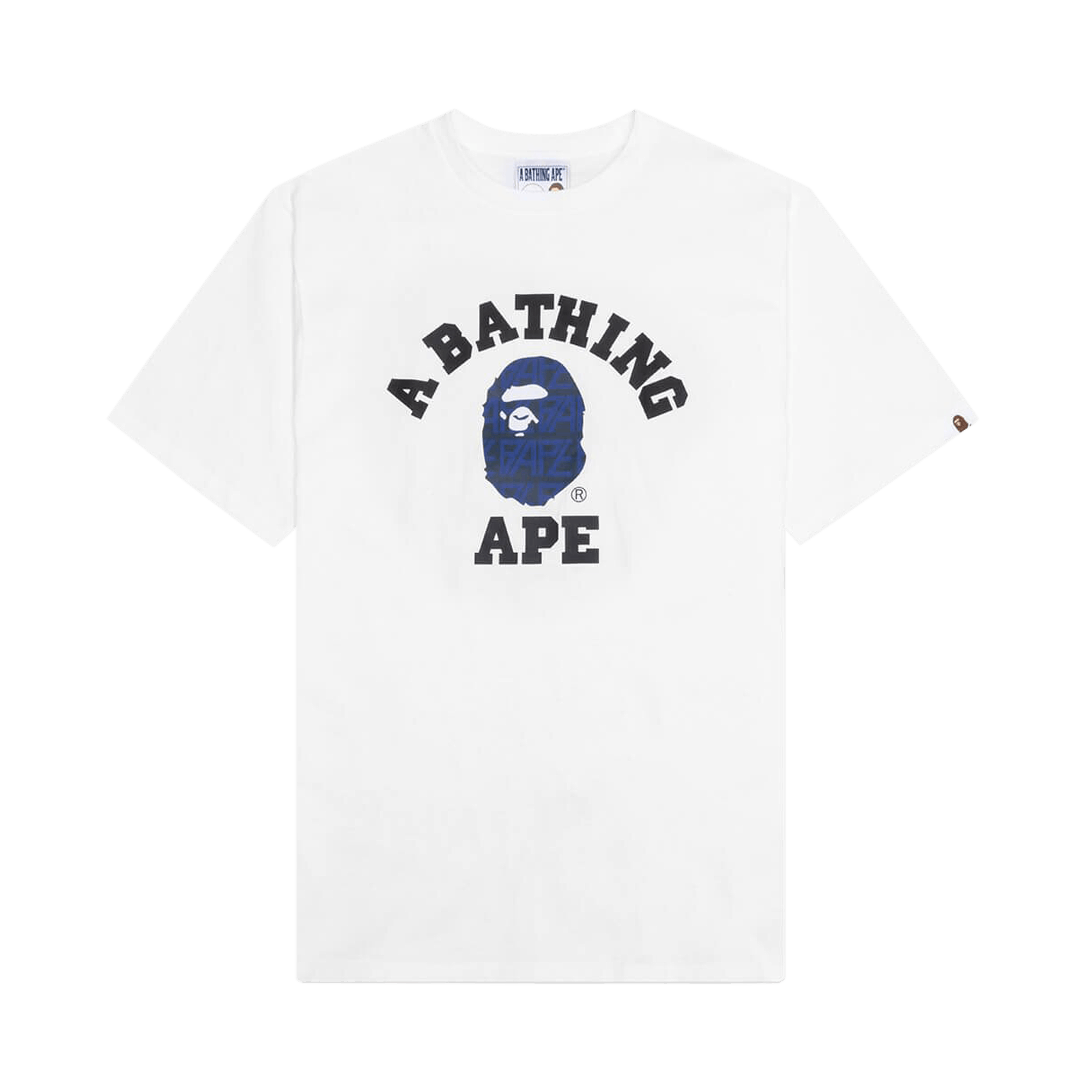 BAPE Logo Monogram College Tee 'White/Navy'