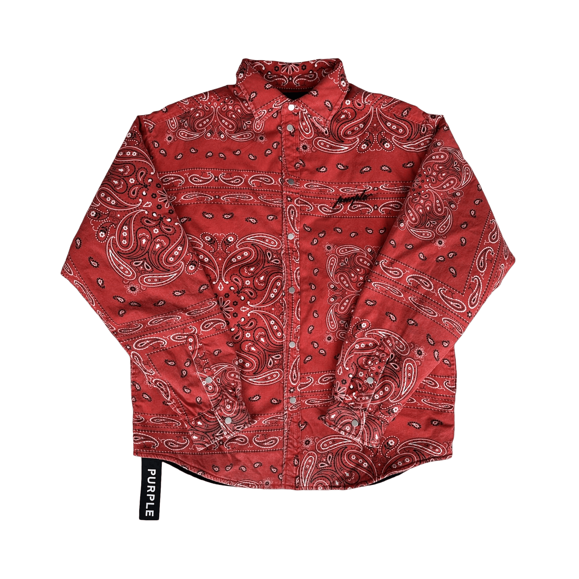 PURPLE BRAND Padded Quilt Lined Bandana Shirt 'Red'