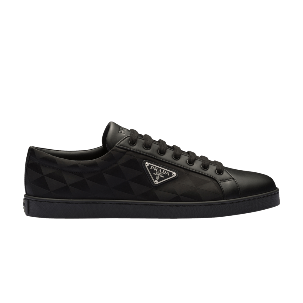Prada Leather and Re-Nylon Sneaker 'Black Symbole Motif Pattern'