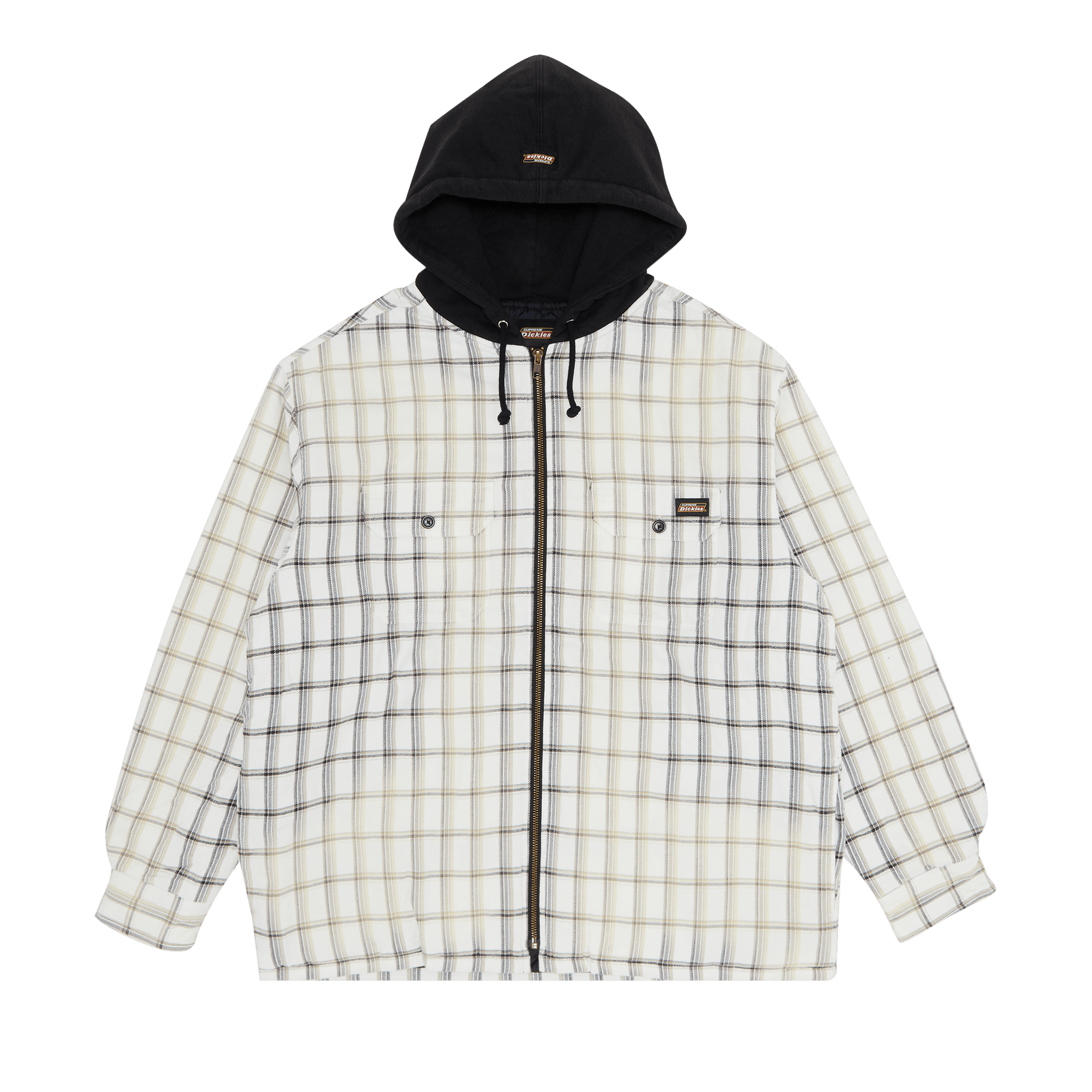 Supreme x Dickies Plaid Hooded Zip Up Shirt 'White'