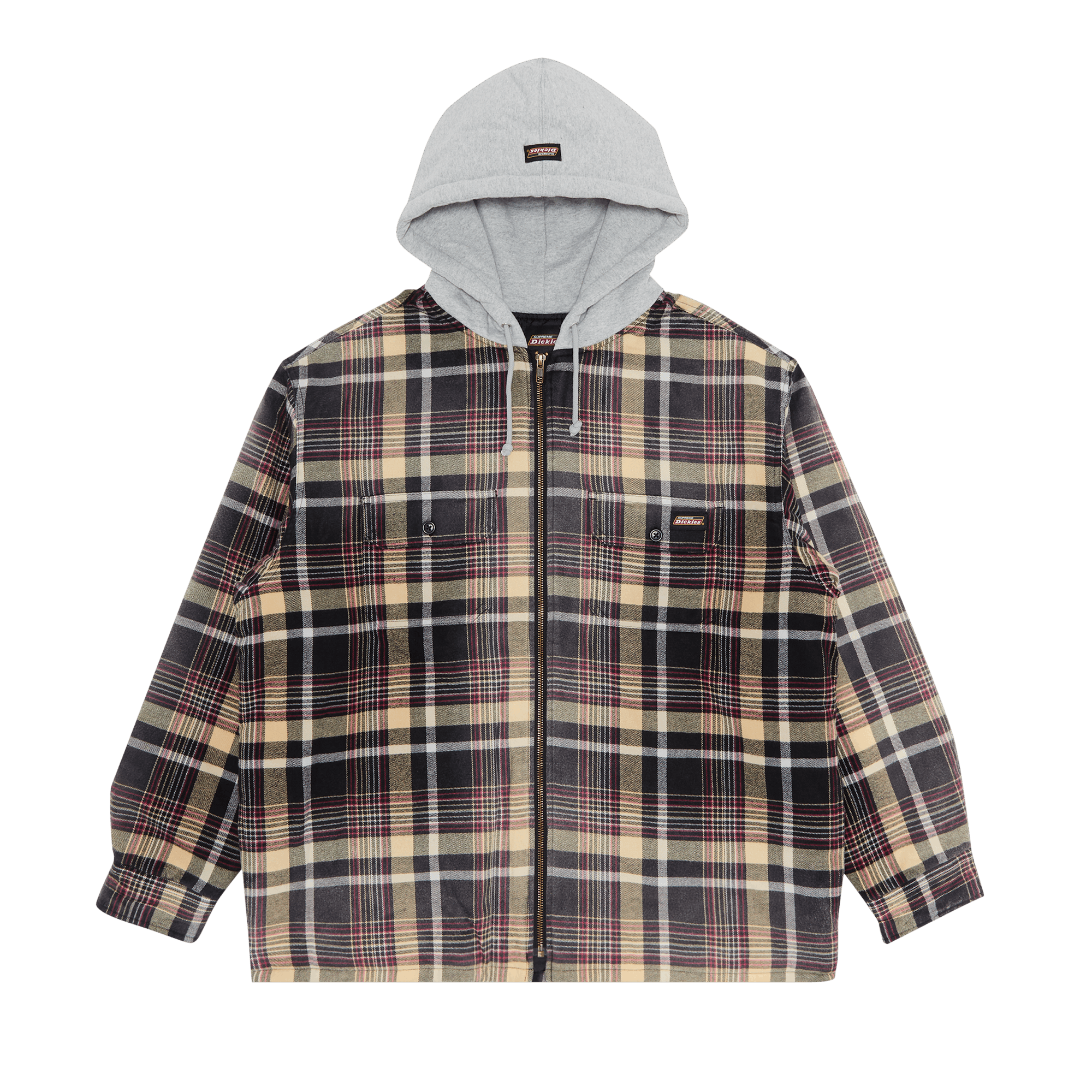 Supreme x Dickies Plaid Hooded Zip Up Shirt 'Black'